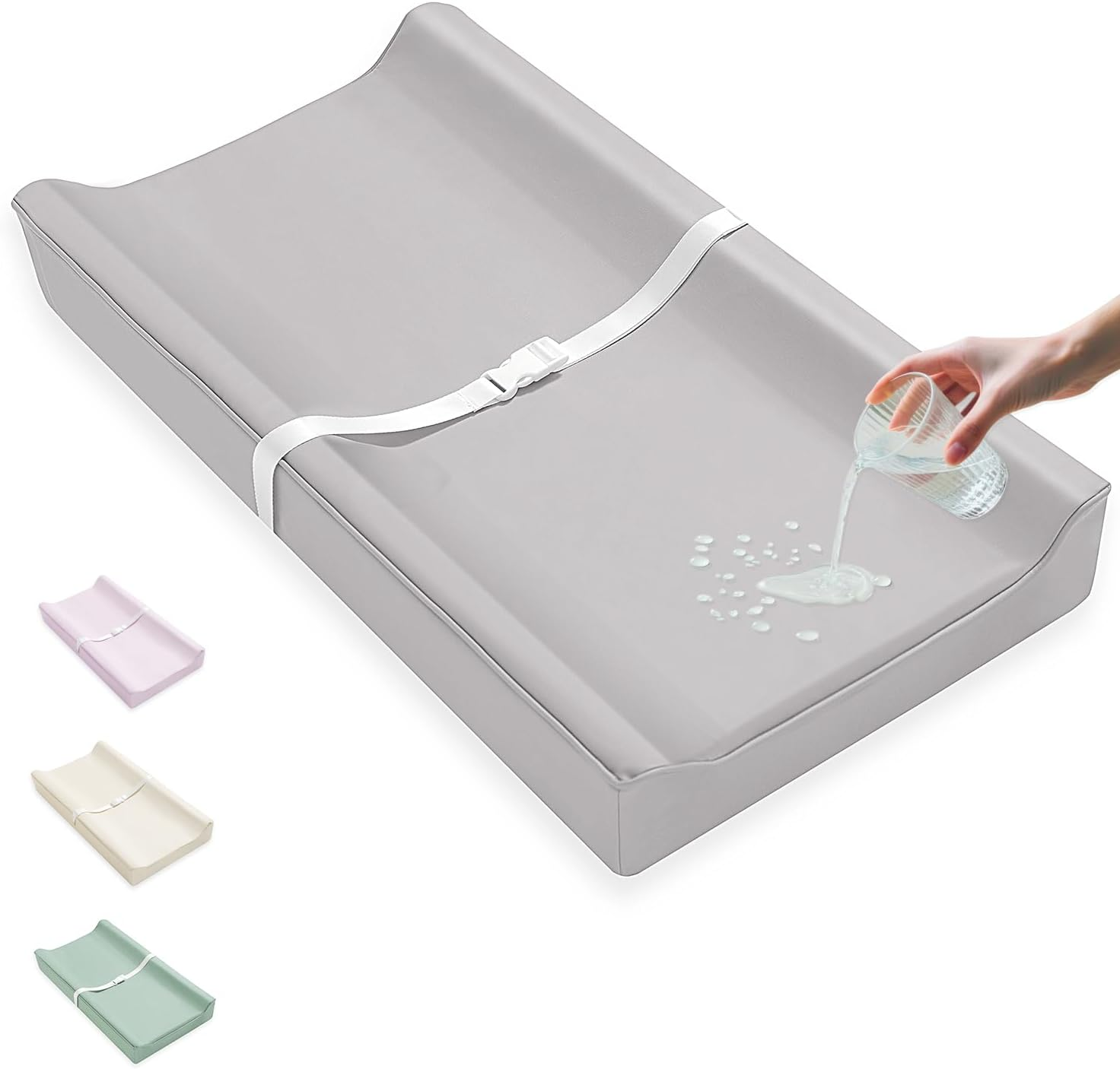 Vegan Leather Baby Changing Pad Covers for Girl, Boy, Waterproof & Wipeable Soft Diaper Changing Mat Cover.Fits Standard Changing Pads with Dimensions of 32" X 16". (Green)