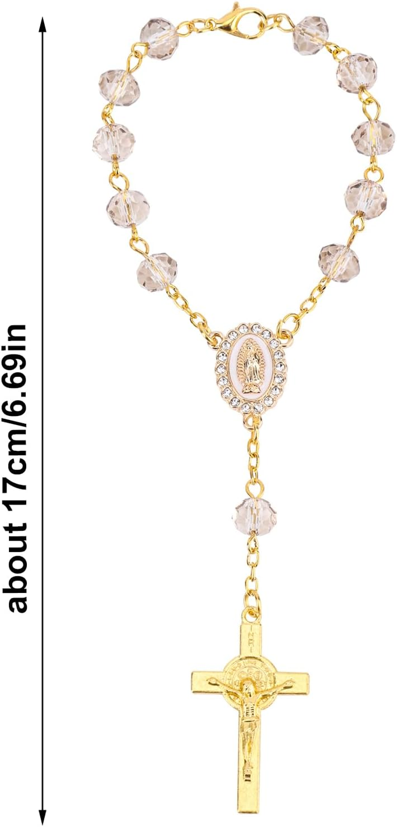 Rosary for Car Mirror Hanging, Stylish Car Rear View Mirror Accessories Catholic Rosary Hanging Ornament for Wedding Favors Baptism First Communion (Gray) - Purple image number 4