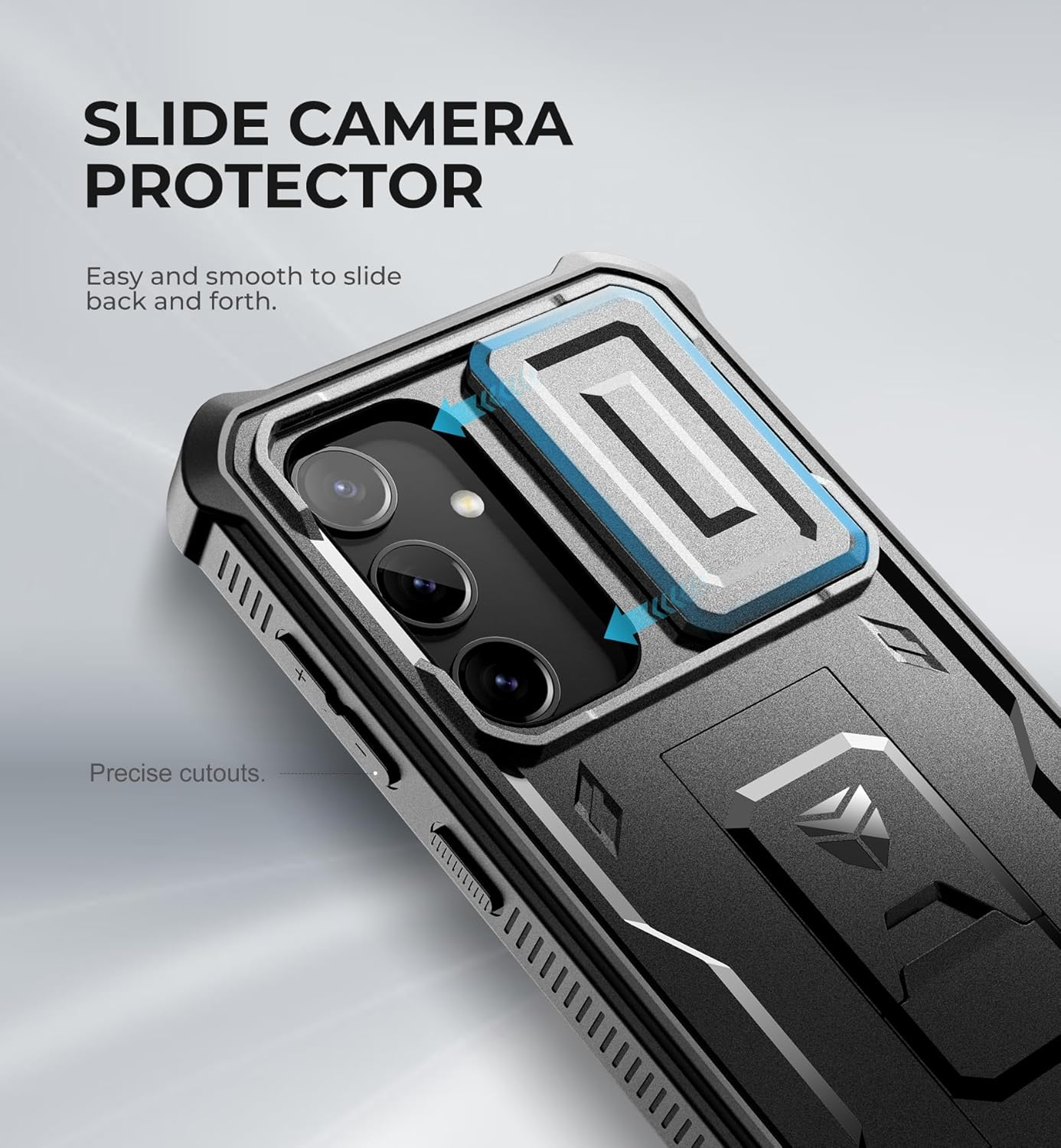 Dexnor for Samsung Galaxy S24 Case with Built-In Slide Camera Cover & Screen Protector & Kickstand, Heavy-Duty Shockproof Rugged Case Full-Body Bumper Protective Cover for Galaxy S24 - Black image number 2