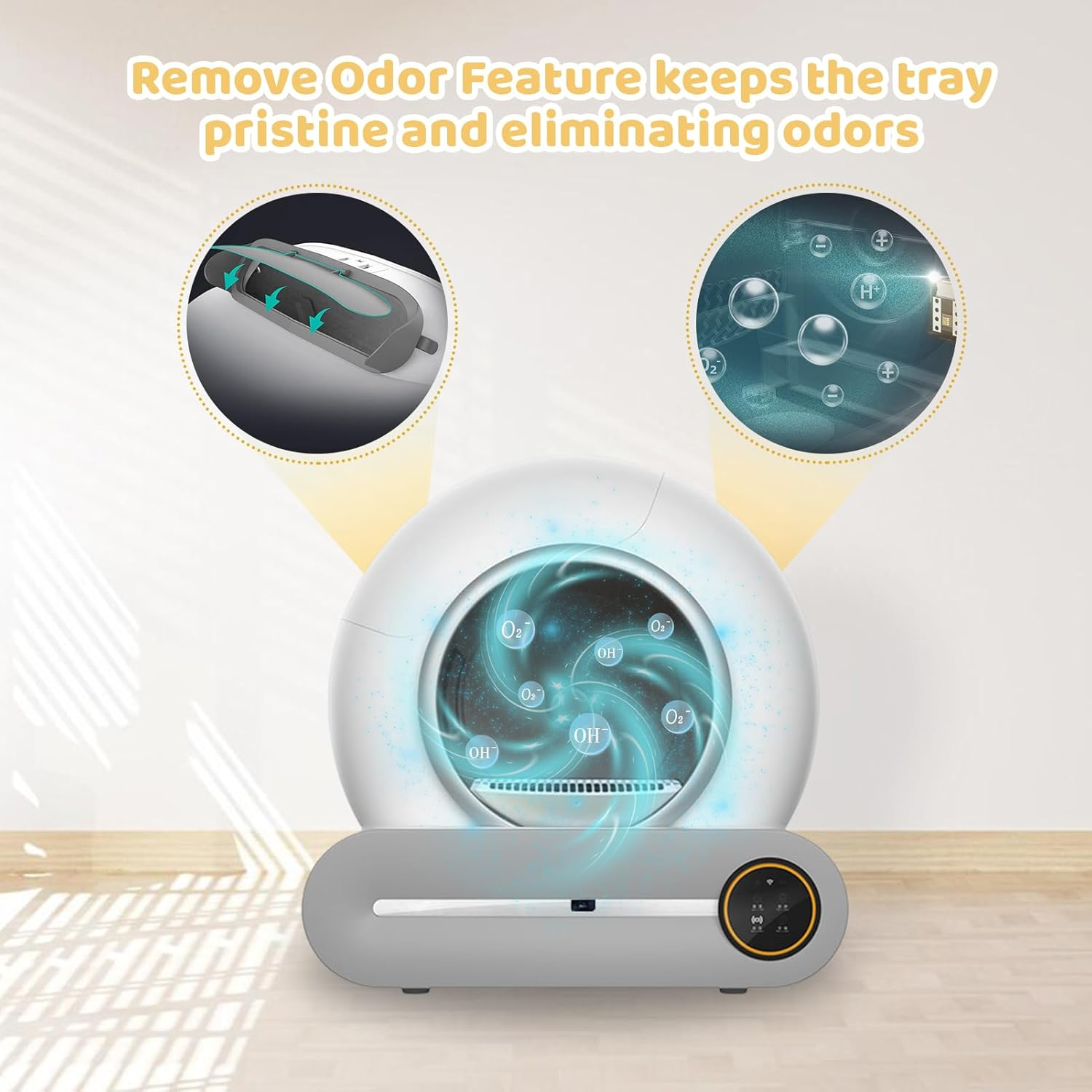 Self Cleaning Cat Litter Box, 65L+9L Extra Large Capacity Automatic Cat Litter Box for Multiple Cats, Smart Wifi App Control/Anti-Pinch/Low Noise/Odor Removal/Safety Protection, with Garbage Bag