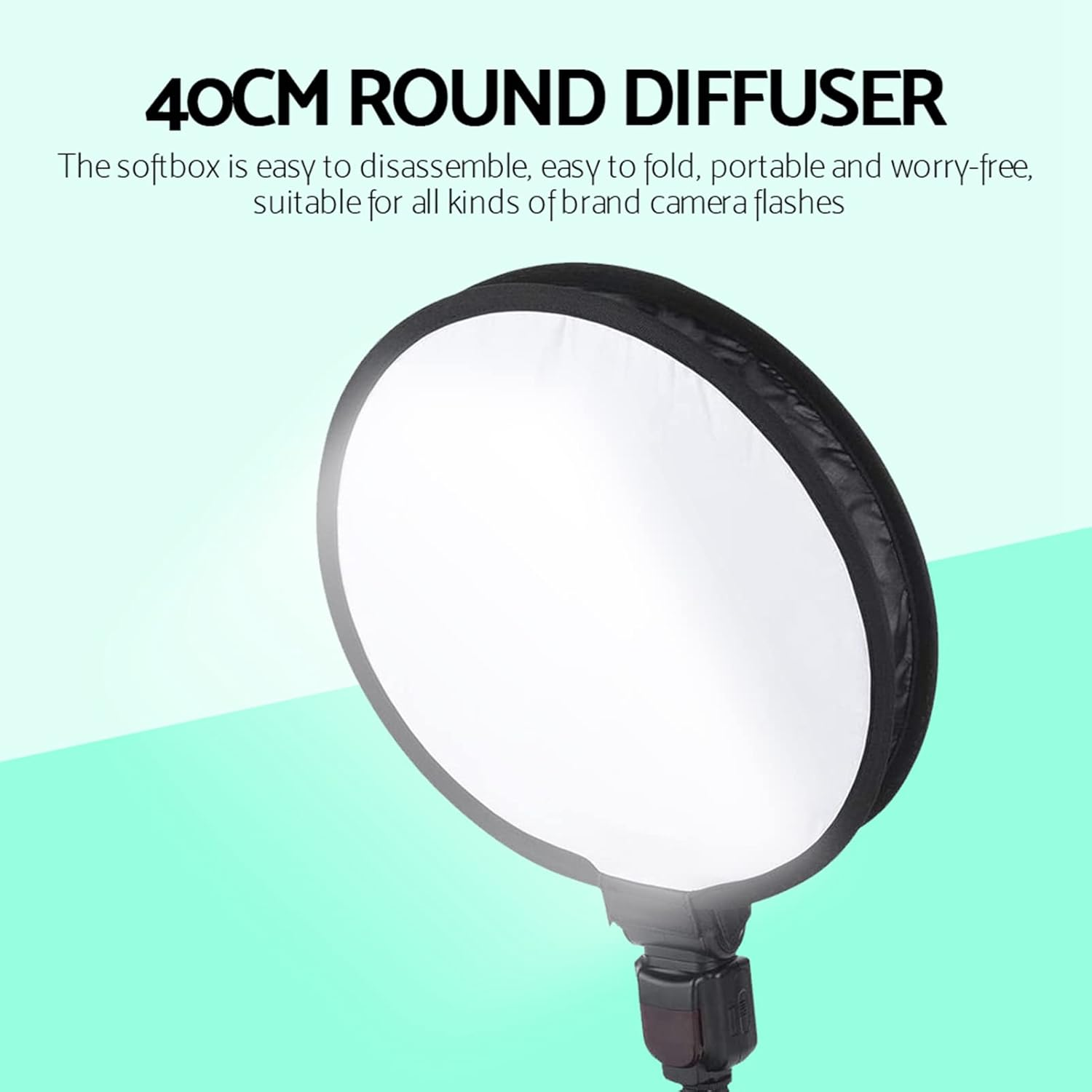 RASTKY Foldable Softbox Diffuser, Portable round Shape Speedlite Softbox with Pure White for Camera Flash Light, Helps to Eliminate Harsh Light and Shadow, Easy to Install and Remove,