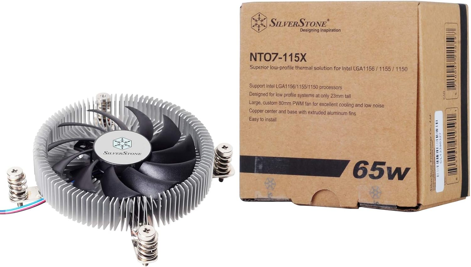 Silverstone Technology SST-NT07-115X-USA LGA1150/1151/1155/1156/1200 CPU Cooler Low Profile 23Mm Tall for 65W TDP Support with 80Mm PWM Fan SST-NT07-115X image number 5