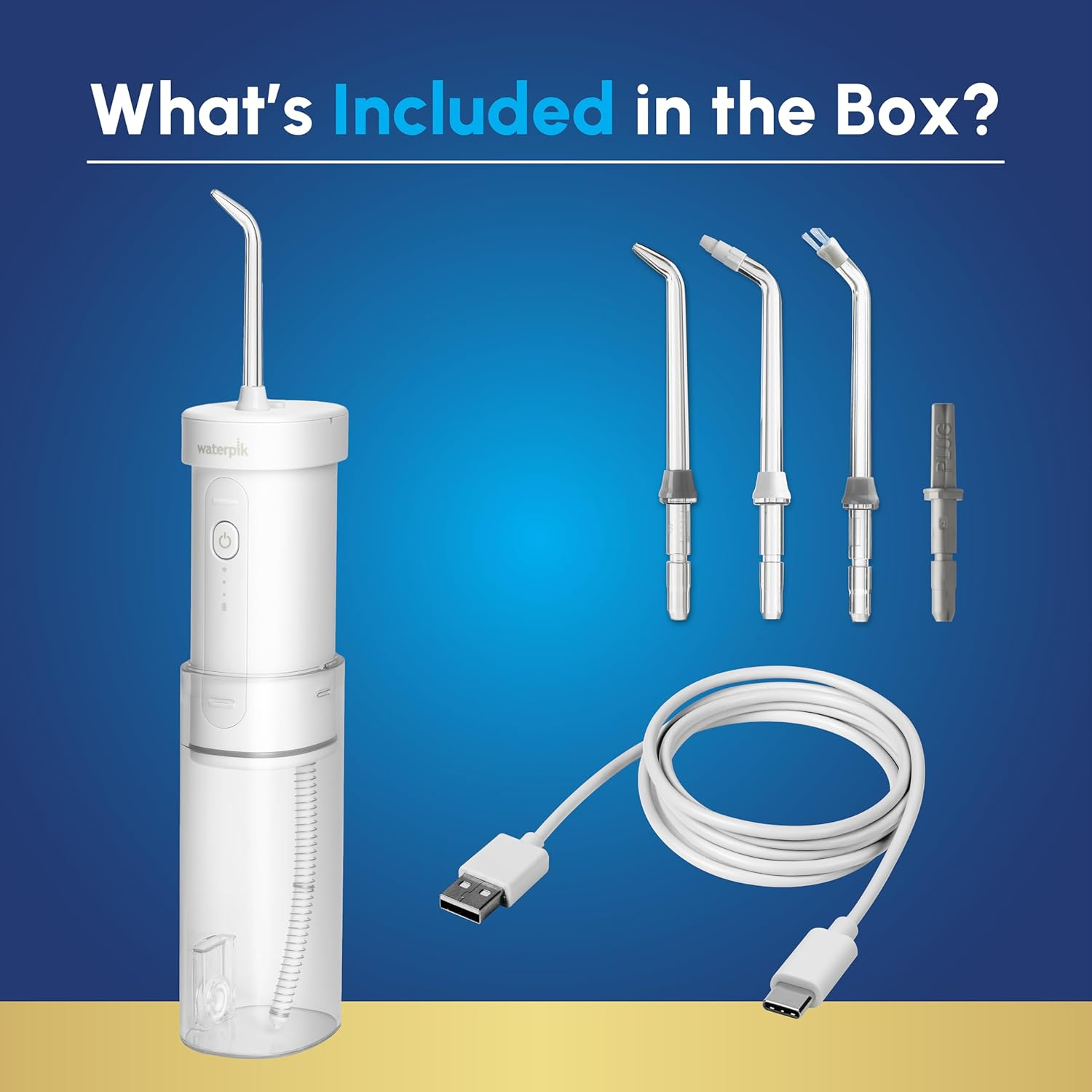 Waterpik Cordless Slide Professional, Portable Water Flosser - Collapsible & Space-Saving, Rechargeable USB-C, 3 Pressure Settings, Shower Safe, 4 Flosser Tips, 2-Year Warranty - White (WF-16) image number 5