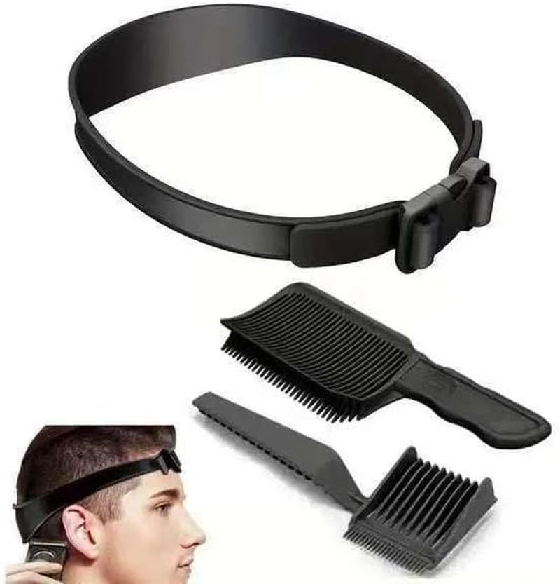 Barber Fade Comb, 3Pcs, Professional Hair Cutting Comb with Fade Hair Trimming Guide, Black, Silicone, Plastic, Unisex, Adults, Hairdressers, All Ages image number 2