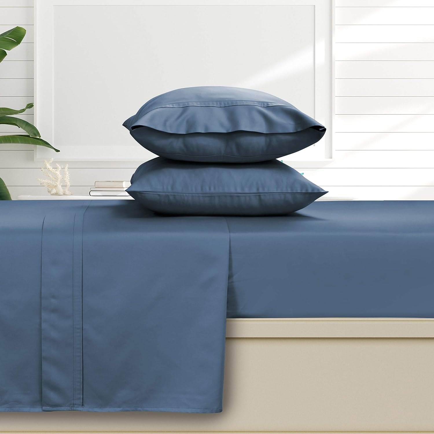 500 Thread Count Egyptian Cotton 6-Piece Deep Pocket Sheet Set, Queen, Midnight Blue