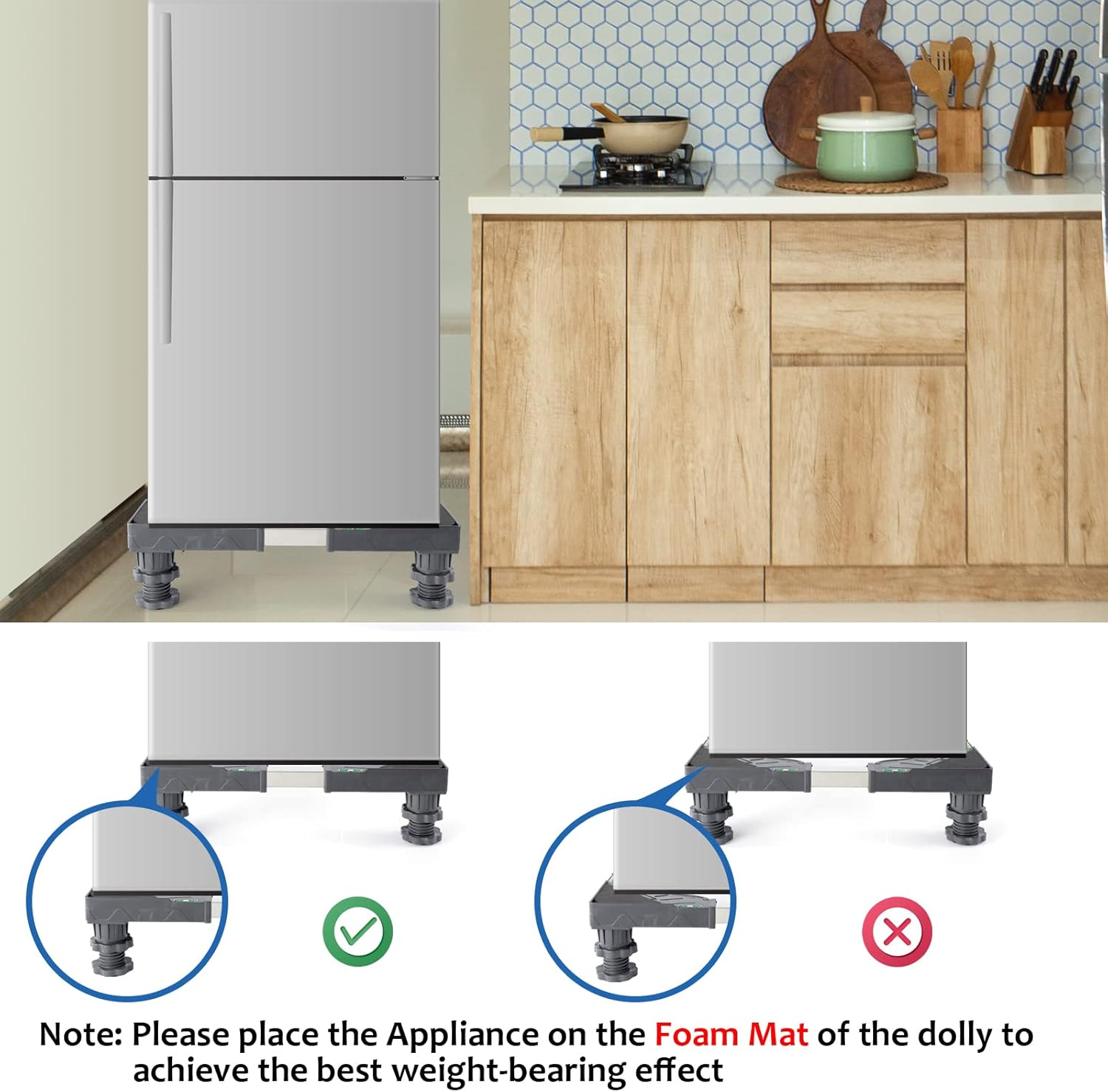 W B D WEIBIDA Mini Fridge Stand Adjustable Refrigerator with 4 Strong Feet Universal Washer and Dryer Heavy Duty Washing Machine Pedestal Platform for Dorm Appliance Multi-Functional Base, Deep Grey