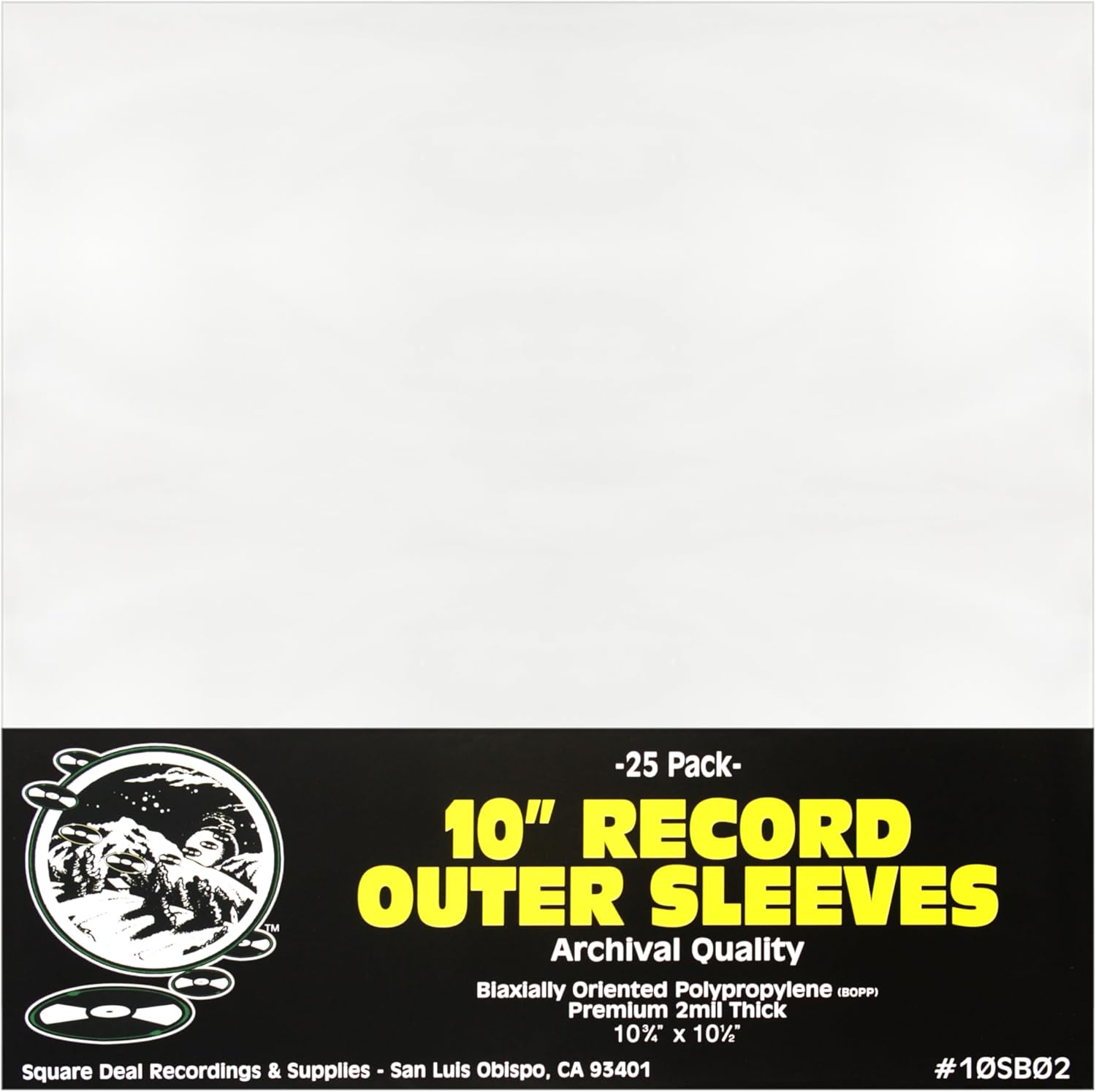 10" Record Outer Sleeves - Super Clear Premium 2 Mil Thick - Archival Quality BOPP - 10SB02 (25) image number 1