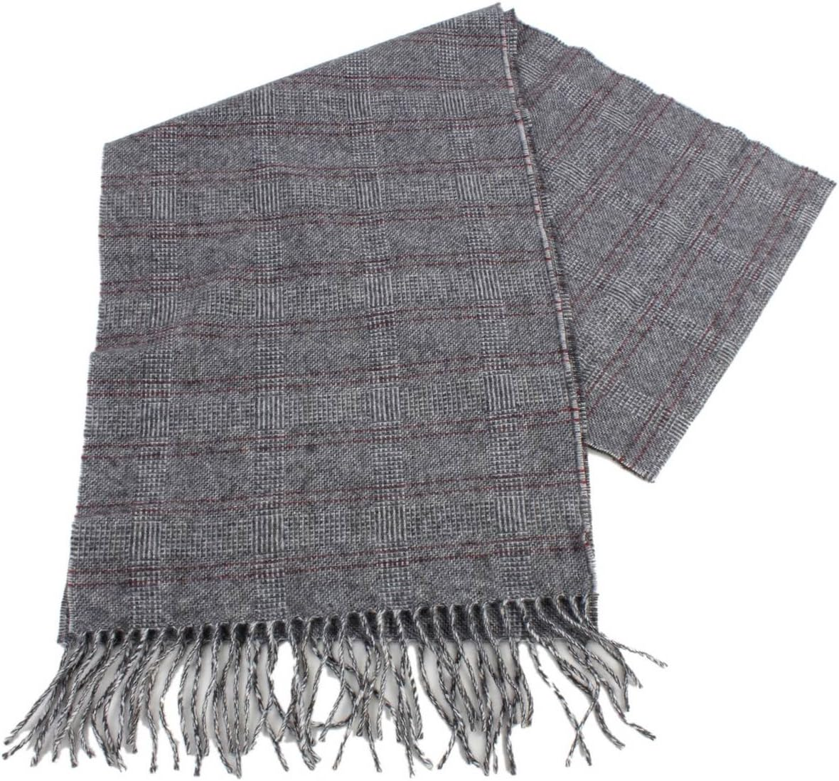 Bassin and Brown Mens Midwinter Check Cashmere Scarf - Grey/Red image number 1