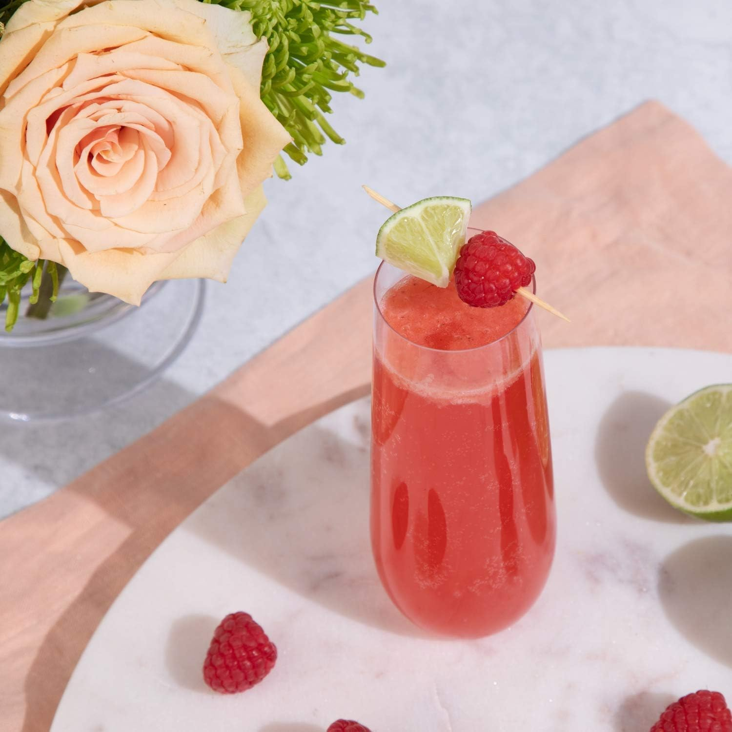 Decostatue Champagne Flutes Set of 24, 9 Oz Clear PET Plastic Champagne Glass Toasting Glasses Cup Stemless and Shatterproof, Recyclable and Bpa-Free image number 1