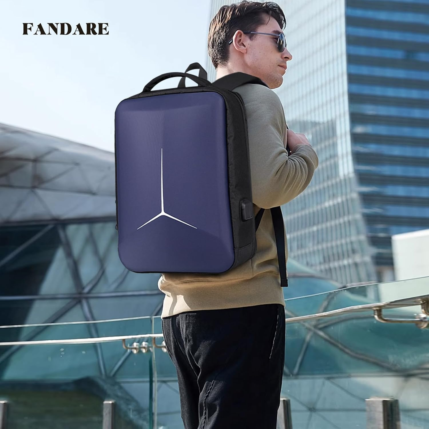 FANDARE Anti-Theft Laptop Business Backpack with USB Daypack 180-Degree Opening Travel Rucksack image number 6