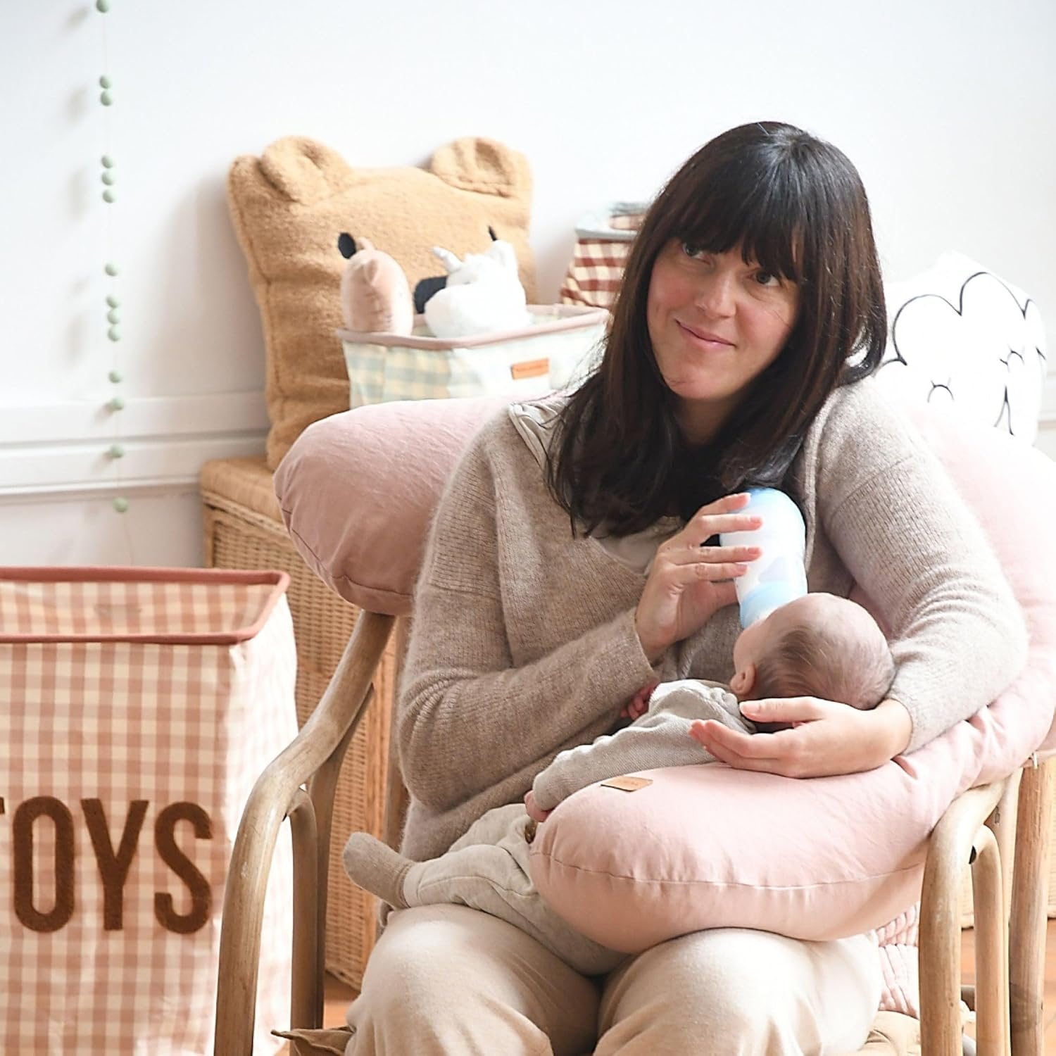 Beaba Big Flopsy Maternity and Nursing Pillow, Print Linen Rose image number 5