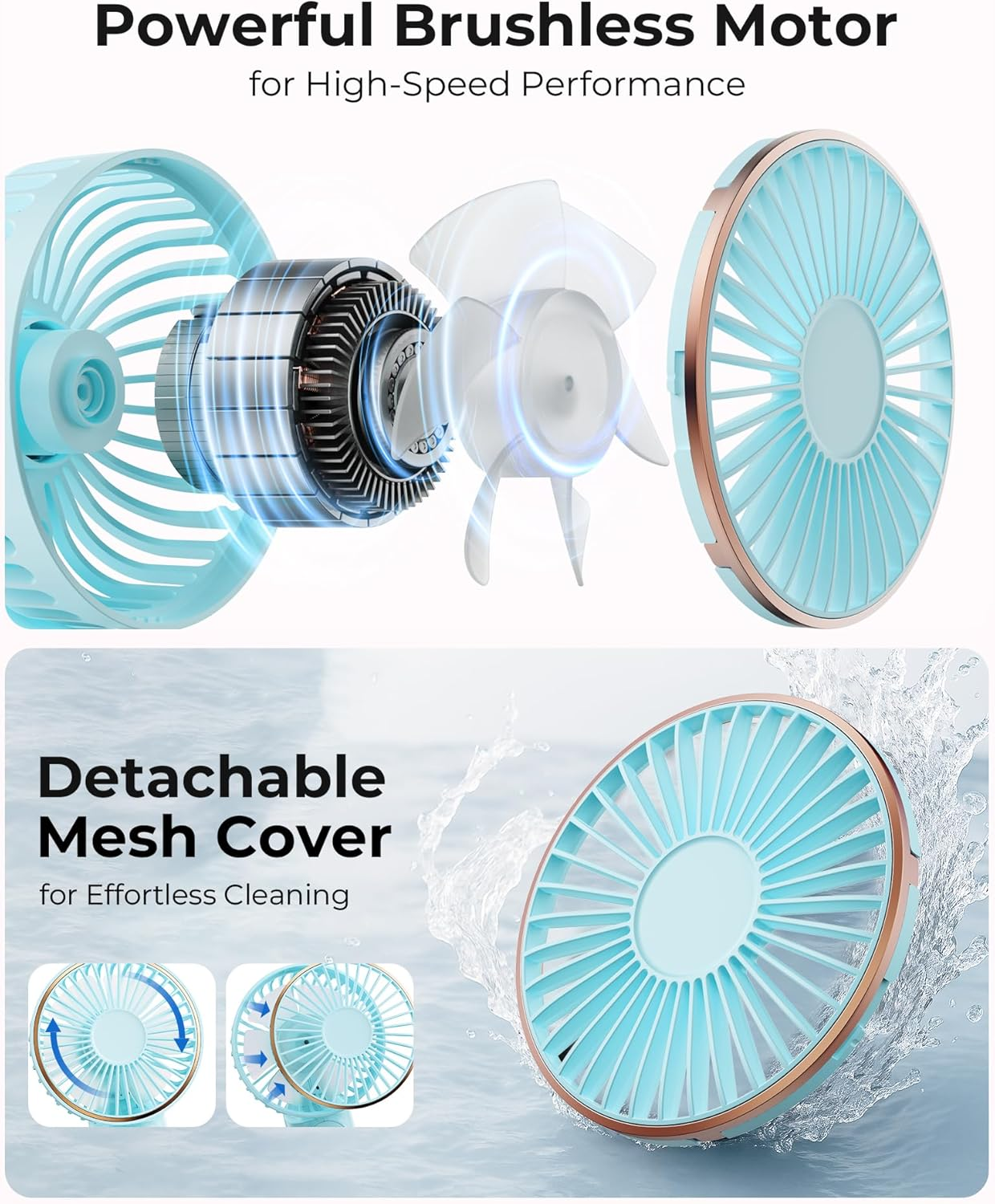 Portable Handheld Fan, 4000Mah, 180 Adjustable, 6 Speed Wind, USB Rechargeable Foldable Fan with Real-Time Electricity Display image number 2