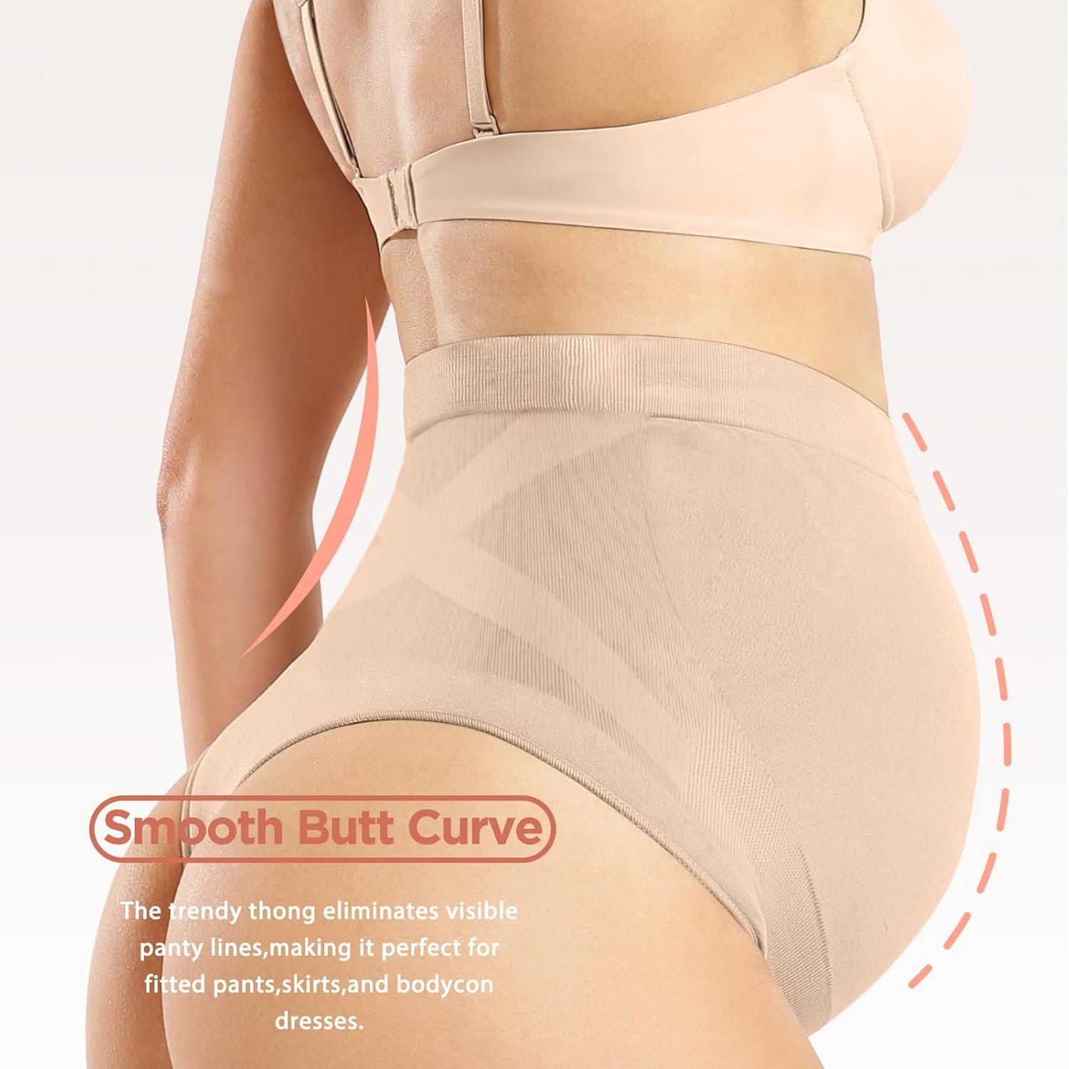 SAYCELI Seamless Maternity Thongs Underwear for Women, Pregnancy Shapewear over the Belly, Pregnant Belly Support Panties image number 4