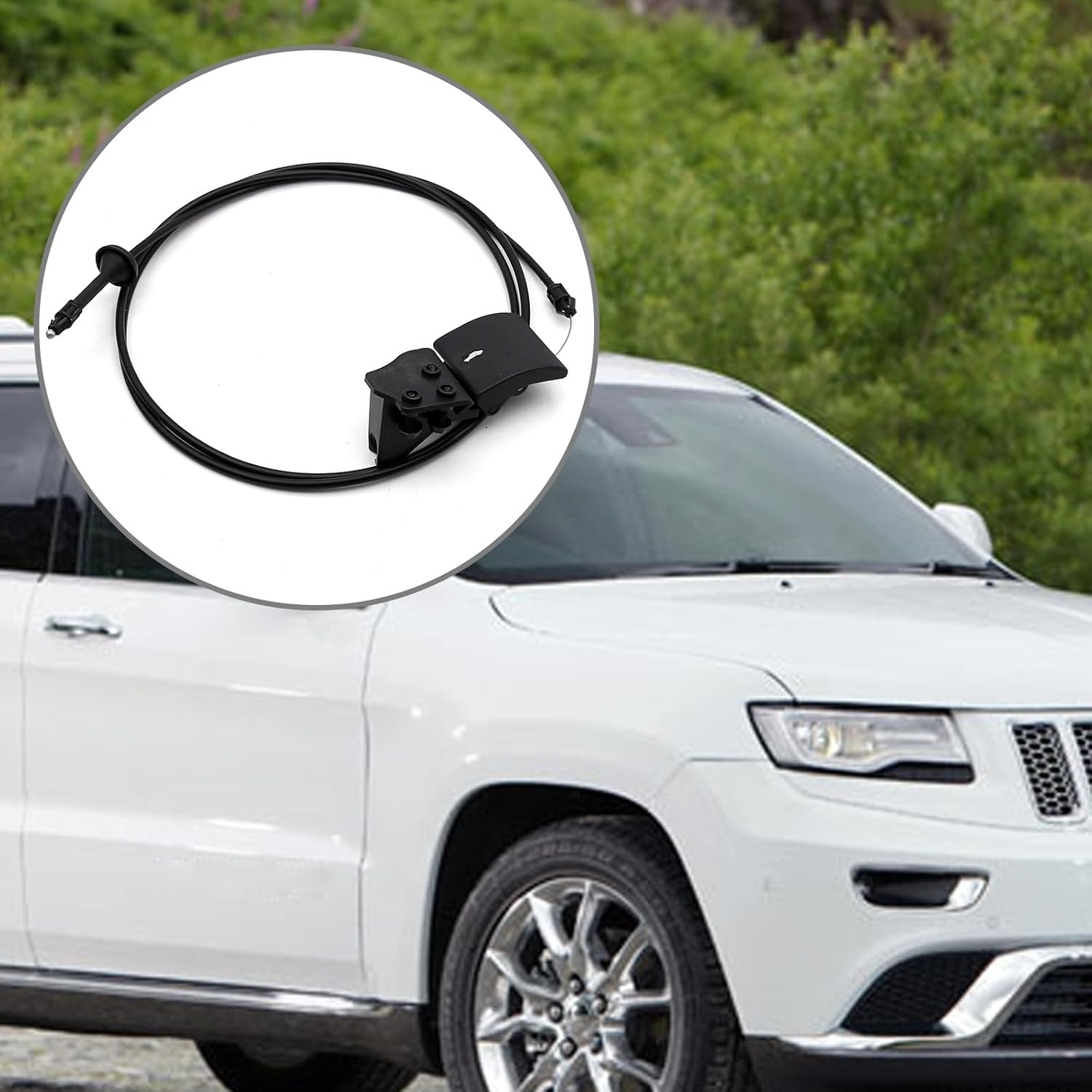 55394495AB Hood Latch Release Cable 023198 Replacement for Jeep Grand Cherokee, Commander XK Front Hood Release Cable with Handle image number 2