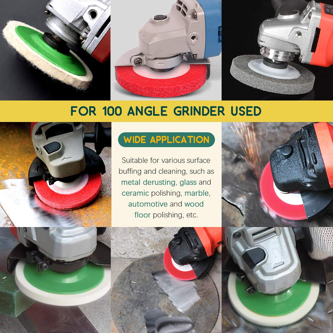 Keadic 18Pcs 4 Inch Wool Felt Polishing Wheel Disc Kit Includes Wool Felt Disc Wheel Pad and Buffing Polishing Compounds, Wool Polishing Wheel Buffer Pads Wool Polishing Disc for Marble image number 3