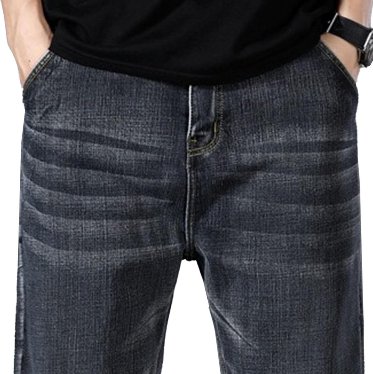 Men'S Wide-Leg Baggy Jeans Pants Business Casual Loose Denim Pants Y2K Vintage Streetwear Trousers, Grey, 44 image number 3