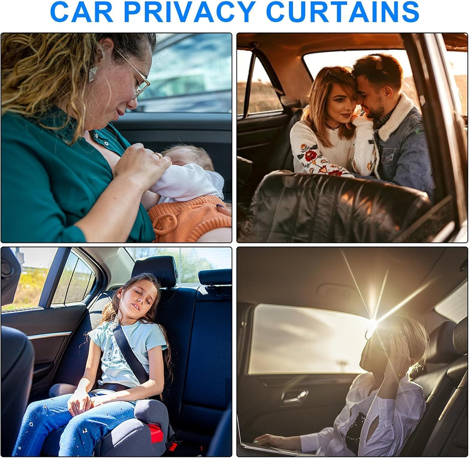 Limcryspp a Set of Car Curtains, 1 Rear Seat Partition Curtain and 2 Rear Side Curtains, Detachable, Travel Camping Nap Sleeping Accessories image number 6