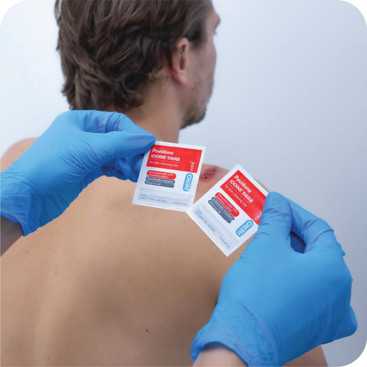 AEROWIPE 10% Povidone Iodine Swabs, Antiseptic Wipes for Pre‑Procedure Skin Cleansing, Alcohol Free, Individually Wrapped 2 Ply Pads for Consistent Coverage, 60 Mm X 33 Mm, Box of 100 image number 5