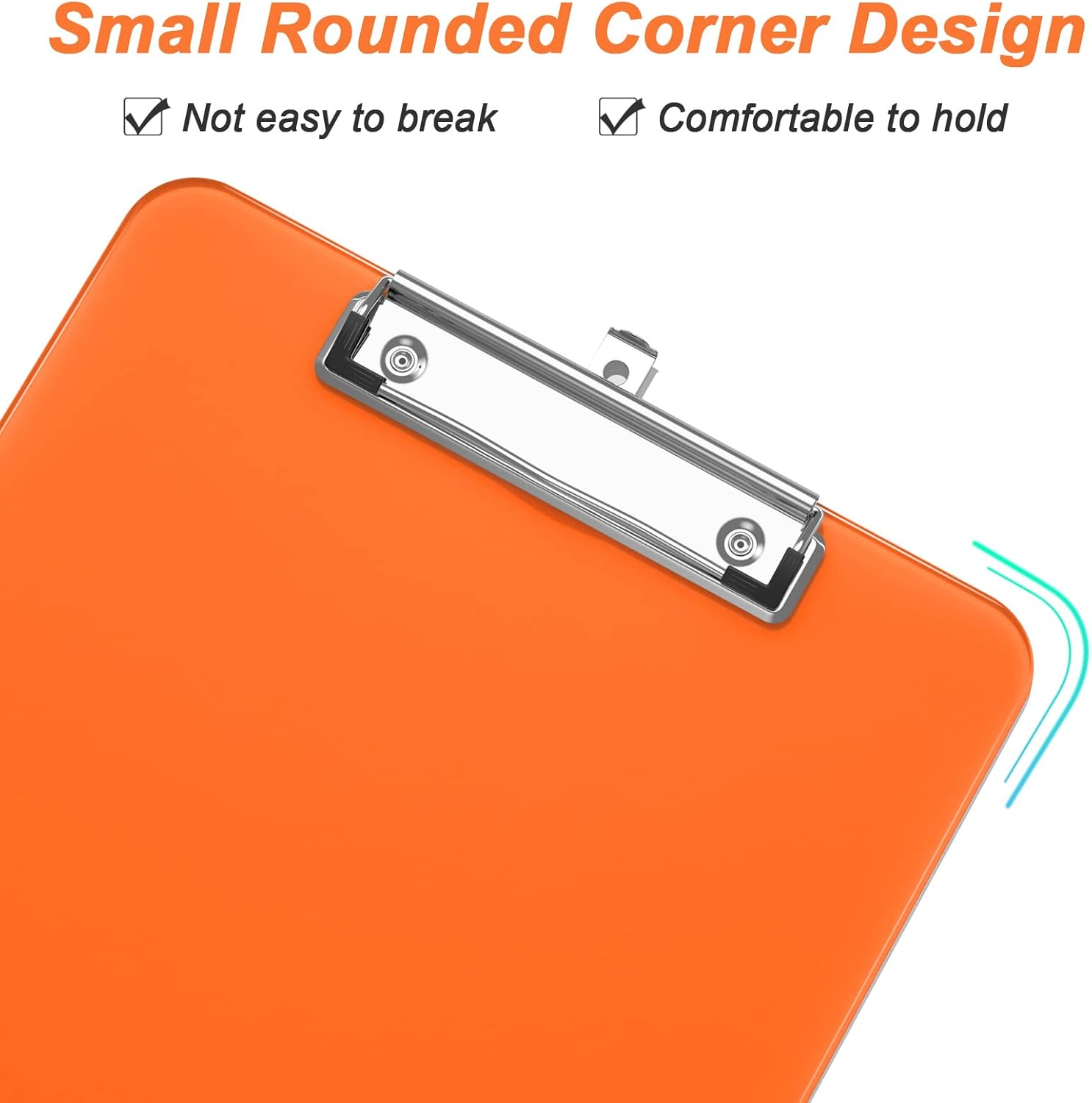 Rimilak 8.5 X 11 Plastic Clipboards Set of 2, Low Profile Metal Clip, Translucent Board, 12.5 X 9 in Letter Size, Office Supply, Back to School, Orange image number 4