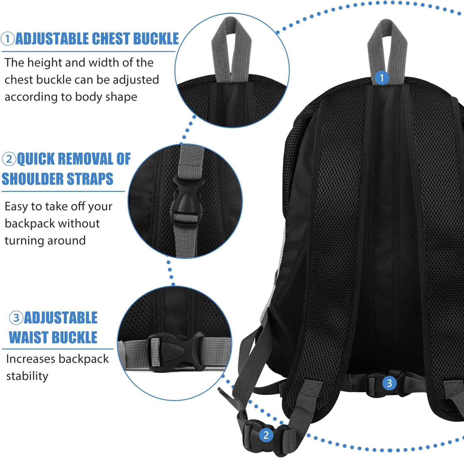 Dog Backpack Carrier Pet Carrier for Small Medium Dogs Travel Bag Front Pack Breathable Adjustable with Safety Reflective Strips for Hiking Outdoor Cats image number 4