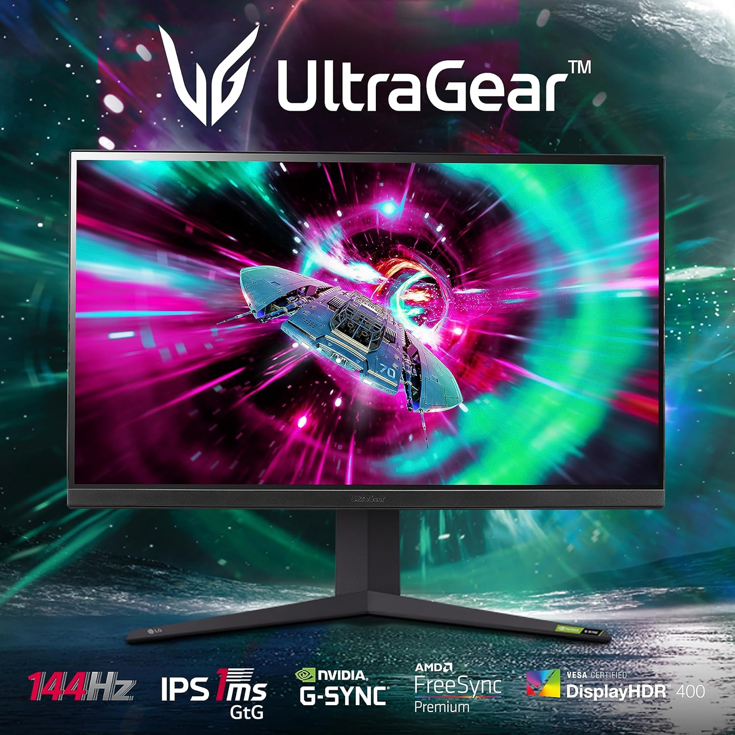 LG Ultragear 4K Gaming Monitor 32GR93U, 31.5 Inch, 4K, 144Hz, 1Ms Gtg, IPS Display, HDR 10, NVIDIA G-Sync & AMD Freesync Compatible, Smart Energy Saving, Displayport, HDMI