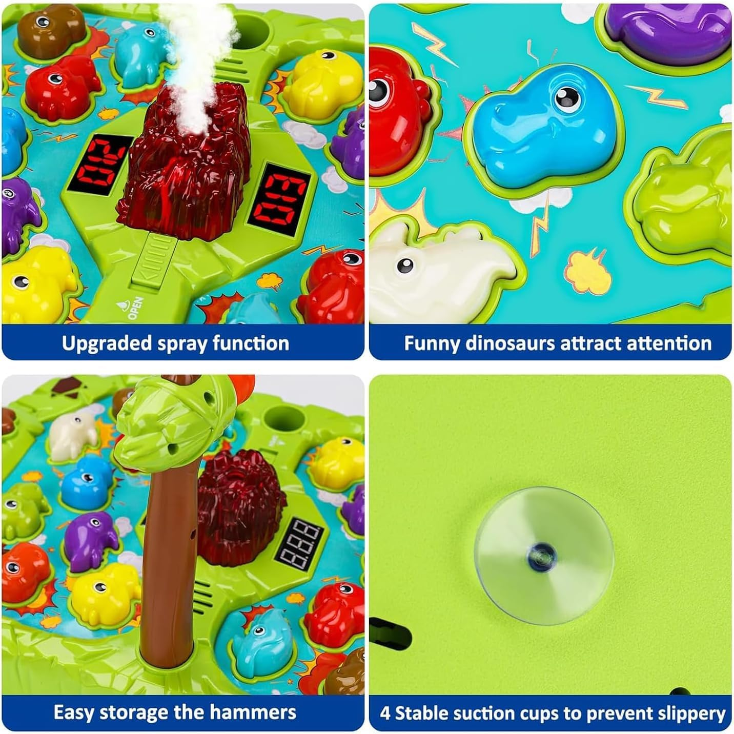 Whack a Mole Game, Pounding Dinosaur Toys for 2 3 4 5+ Year Old Boys Girls Birthday Gifts Educational Interactive Toddler Toys Age 2-4 4-6 Dinosaur Toys for Kids 3-5 5-7 with 2 Hammers, Spray & Lights image number 5