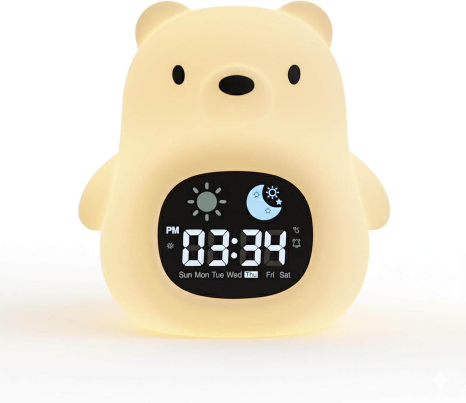 Home.X Cubbi Sleep Trainer Night Light for Kids Gen.2 - Clock Learner Alarm Clock with Wake-Up Light, Sleep Mode, Music & White Noise Soother, Tap Control Colors, Soft Silicone, Rechargeable Sleep Aid image number 2