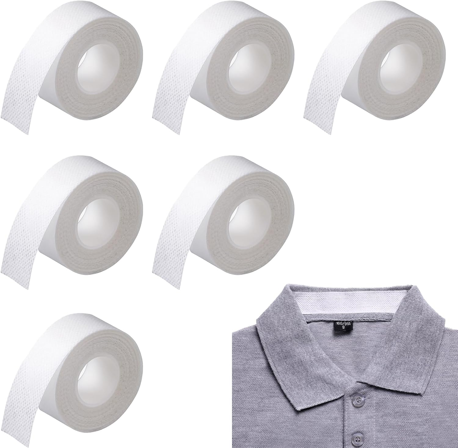6 Rolls Disposable Collar Protector Hat Shirt Collar Sweat Protectors Collar Protector Sweat Pads Self-Adhesive Shirt Collar Protector for Shirt Collar Hat Brims image number 2