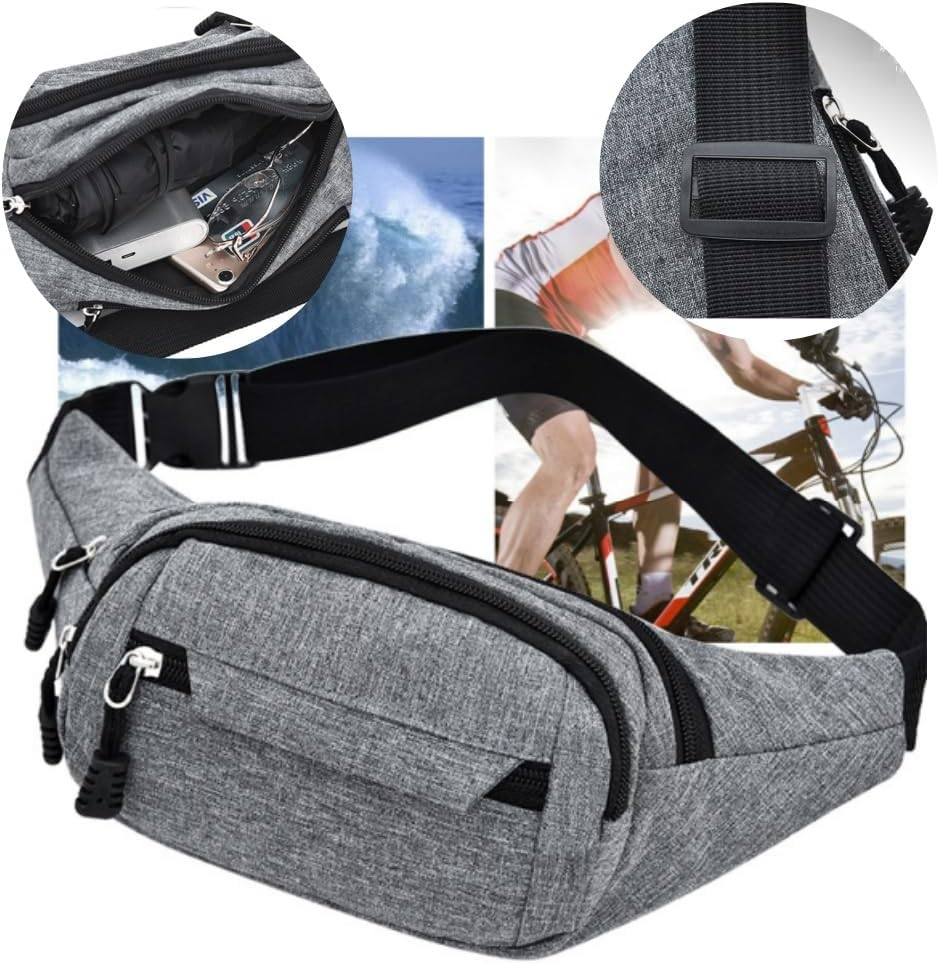 Ai-Oumleef Large Capacity Waist Bag, Waist Bag, Fanny Pack for Men Women,Crossbody Waist Bag Pack,Belt Bag for Travel Walking Running Hiking Cycling,Easy Carry Any Phone（Gray） image number 2