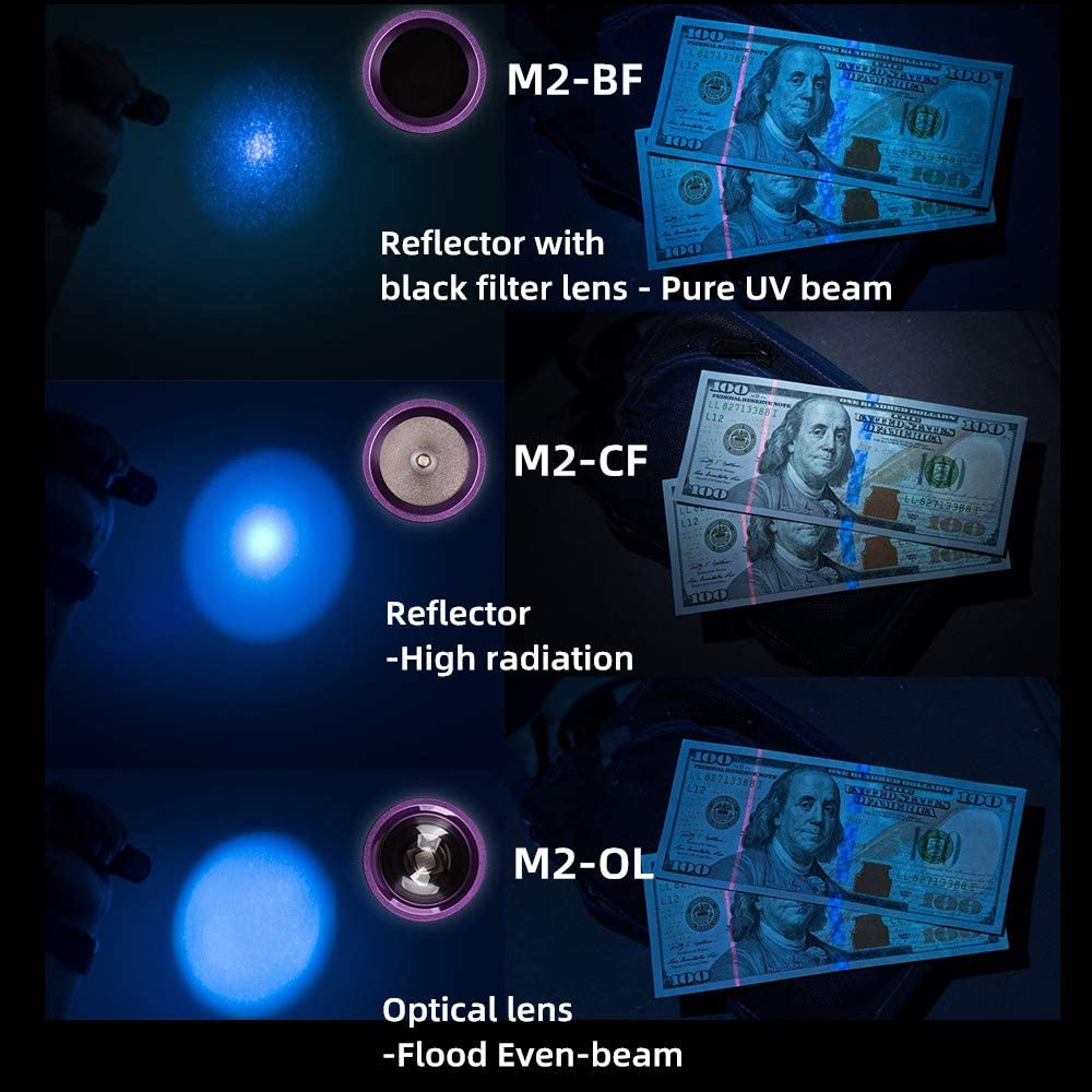 Weltool Professional UV Flashlight 365Nm UV-A Black Light Max. 2060Mw High Power for UV Glue Curing, AC Leak Detector Rocks and Mineral Glowing, Pet Urine Detector, Non Destructive Testing image number 1