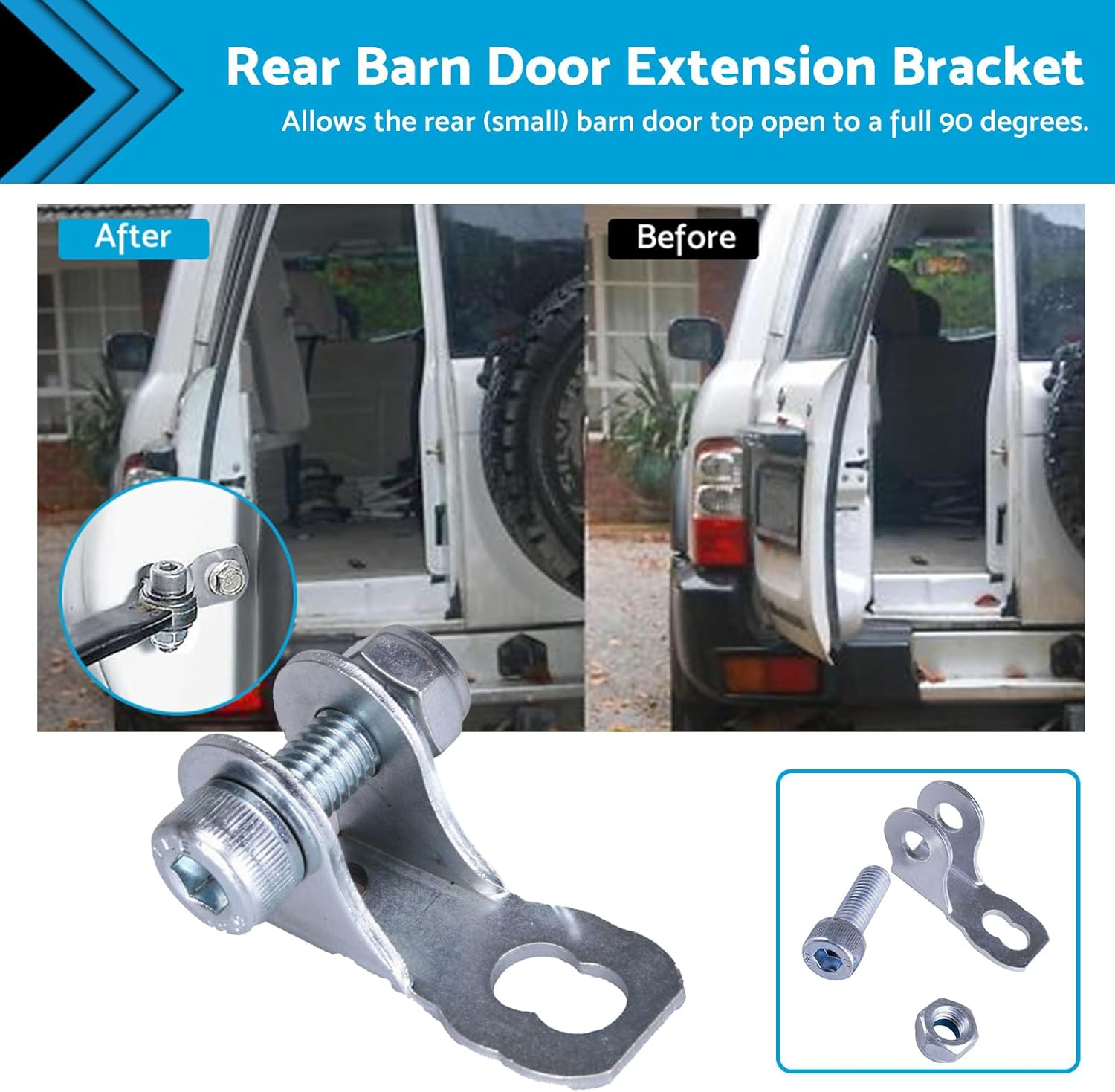 MAX COOL Rear Barn Door Extension Bracket Suitable for Nissan Patrol GU Silver image number 6