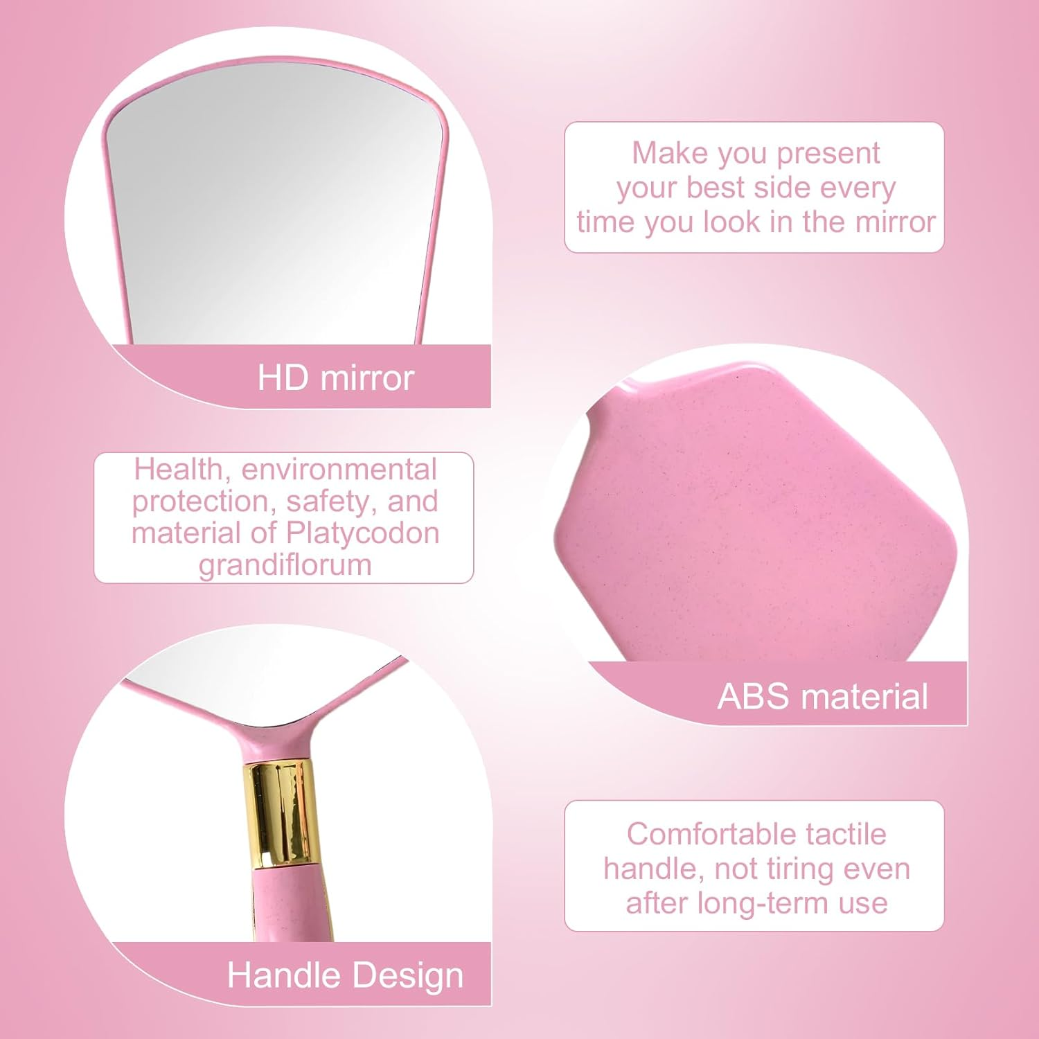 Handheld Mirrors, Hand Held Mirror with Handle, Small Travel Packet Compact Mirrors, Vintage Decorative Single-Sided Handheld Mini, Makeup Beauty Tool Tiny Mirror, Women Daily Portable (Square White) image number 3