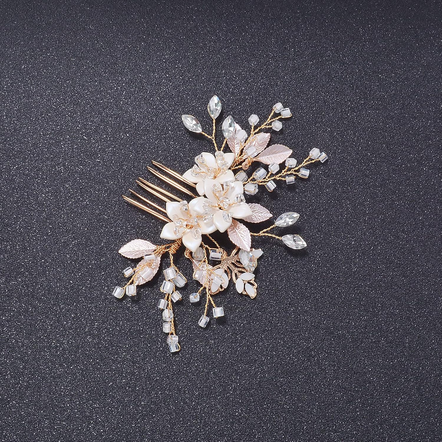 Gold Hair Comb Clip Bridal Crystal Hair Accessories for Brides, Bridesmaid, Prom, Party, Bridal Hair Piece (Comb) image number 3