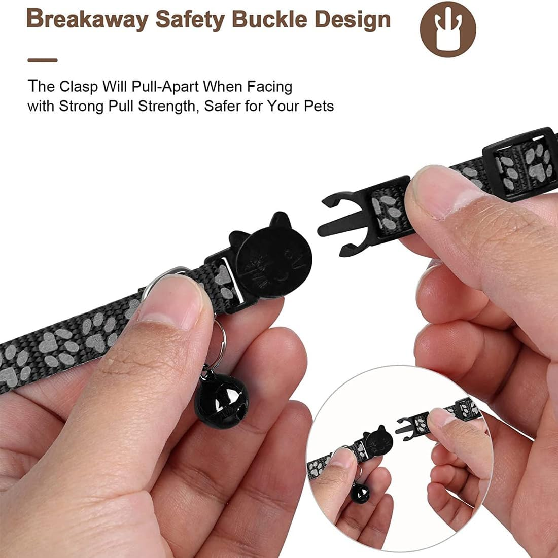 Weddhuis Pack of 2 Cat Collars with Safety Clasp and Bell, Adjustable Collar Cat Kitten