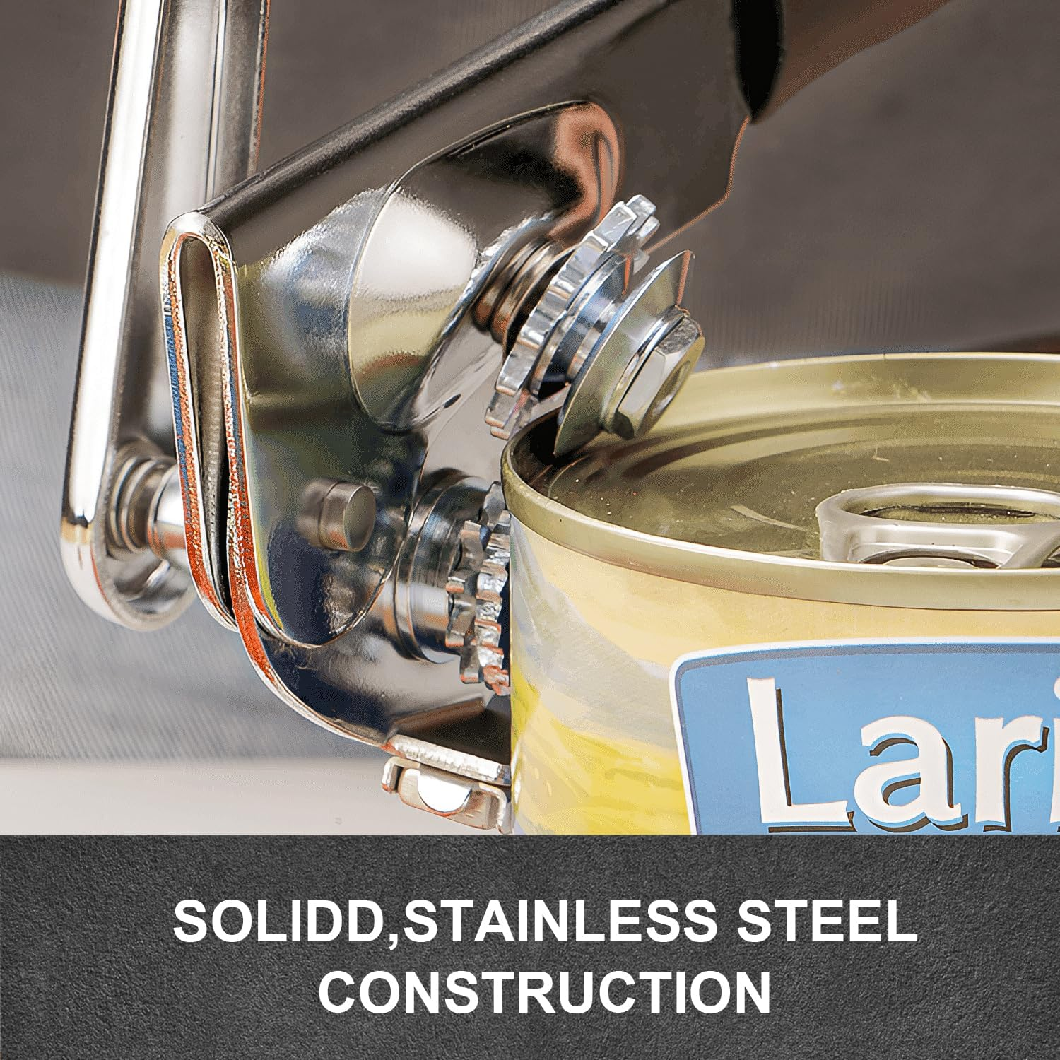 Commercial Can Opener,Hand Crank Can Opener Manual Heavy Duty with Comfortable Extra-Long Handles, Oversized Knob, Large Handheld Can Opener Easy for Big Cans (Black)