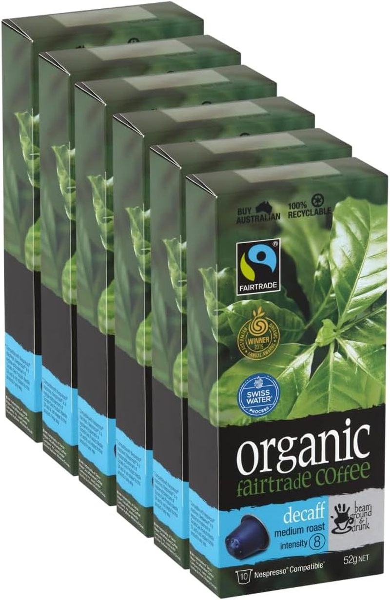 Bean Ground & Drunk Organic Fairtrade Decaff Coffee 10 Aluminium Capsules