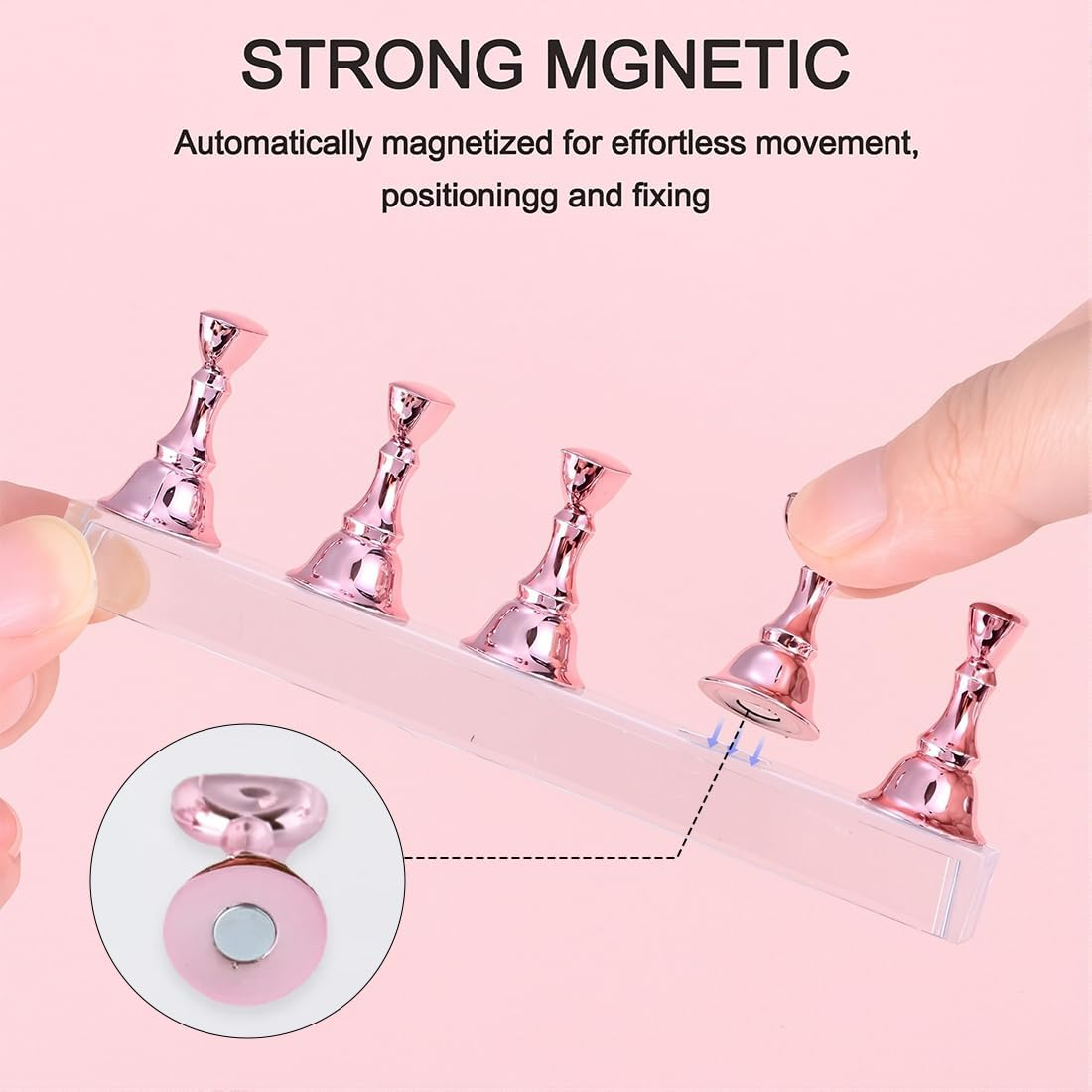 SIRLOMU Set of 2 Acrylic Nail Art Practice Racks, Magnetic Nail Tip Holder, Nail Practice Racks, Nail Training Display Racks image number 4