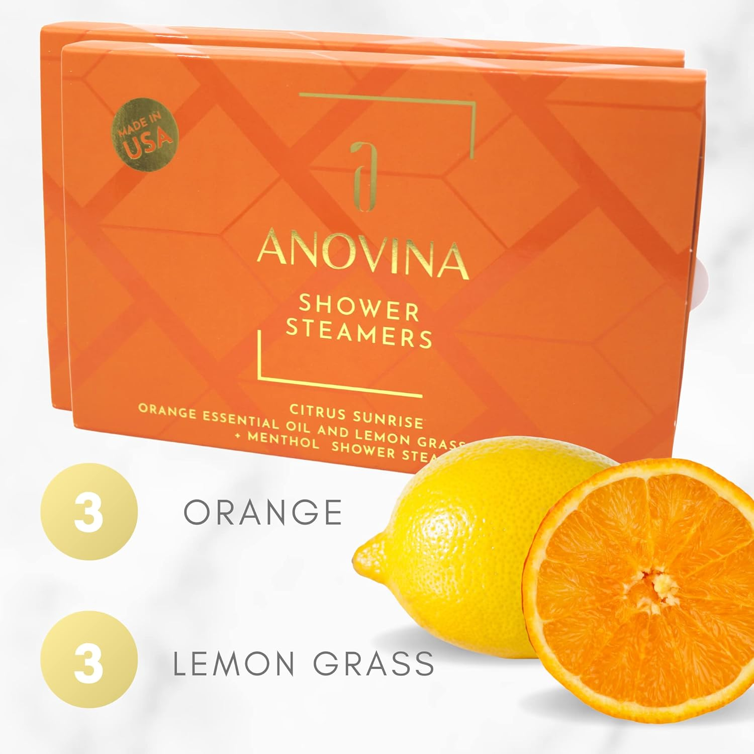 Anovina 12XL Citrus Shower Steamers &ndash; Aromatherapy Gift Set Made in USA &ndash; Spa-Like Shower Tablets for Women & Men