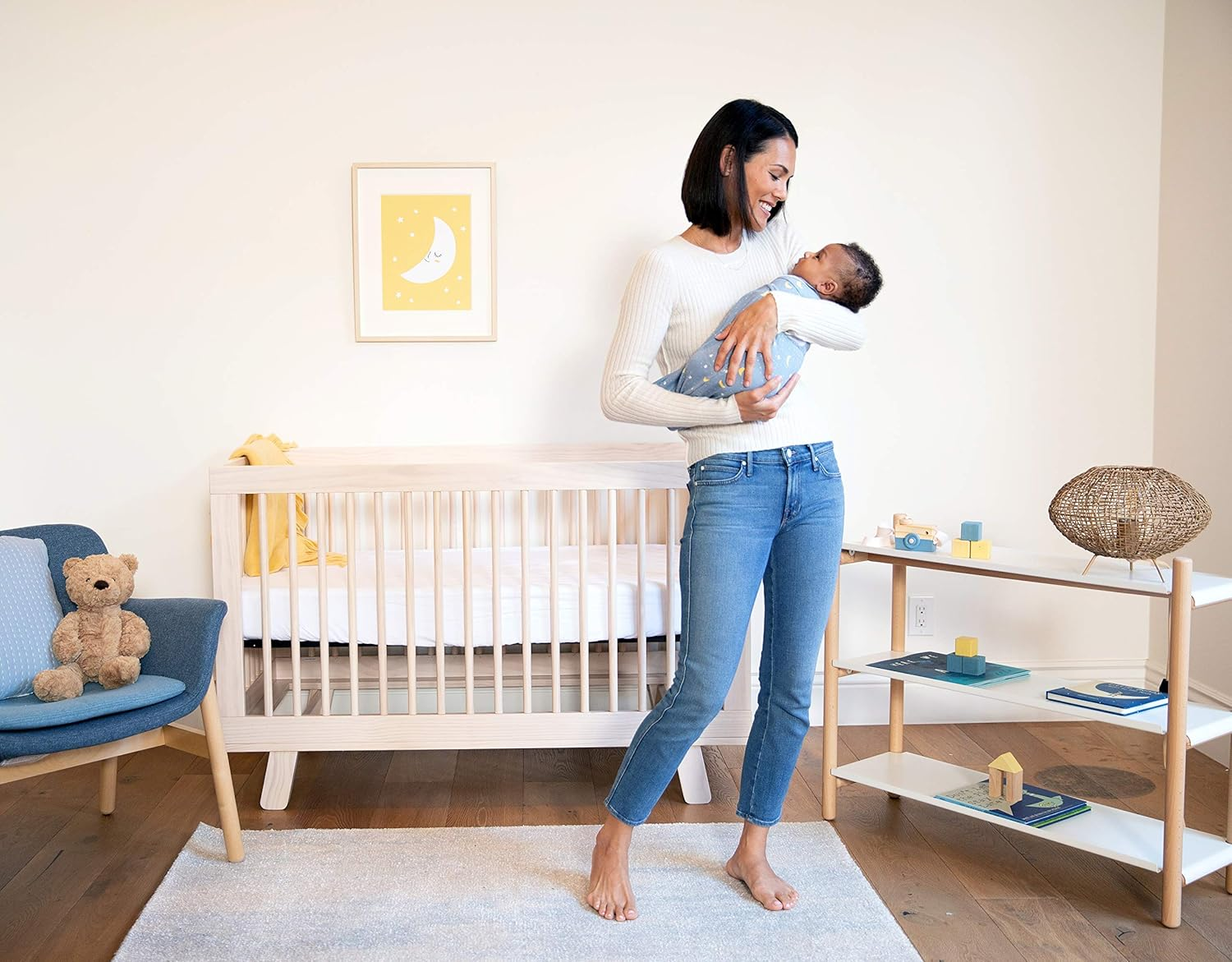 Ergobaby Ergonomic Baby Swaddle Wrap for Newborns, with Hip Positioner & Arm Pouches, 100% Breathable Cotton, Stellar