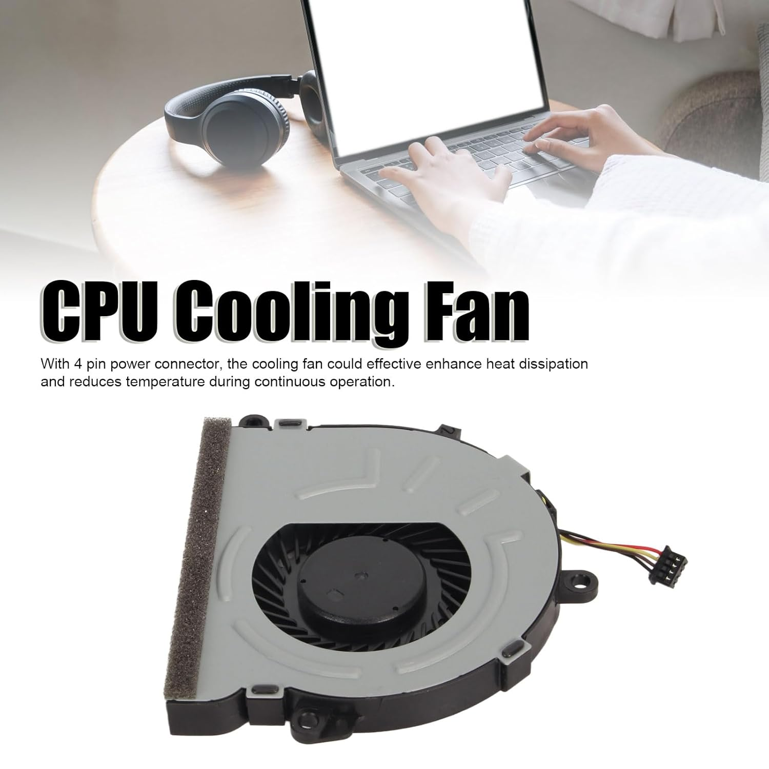 CPU Cooling Fan for 15 DA 15 DB 15 DI 15 DR 15Q DX 15T DS 250 255 256 G7 Laptop Replacement Quiet CPU Air Cooler, 4Pin Connector Fast Heat Dissipation image number 4