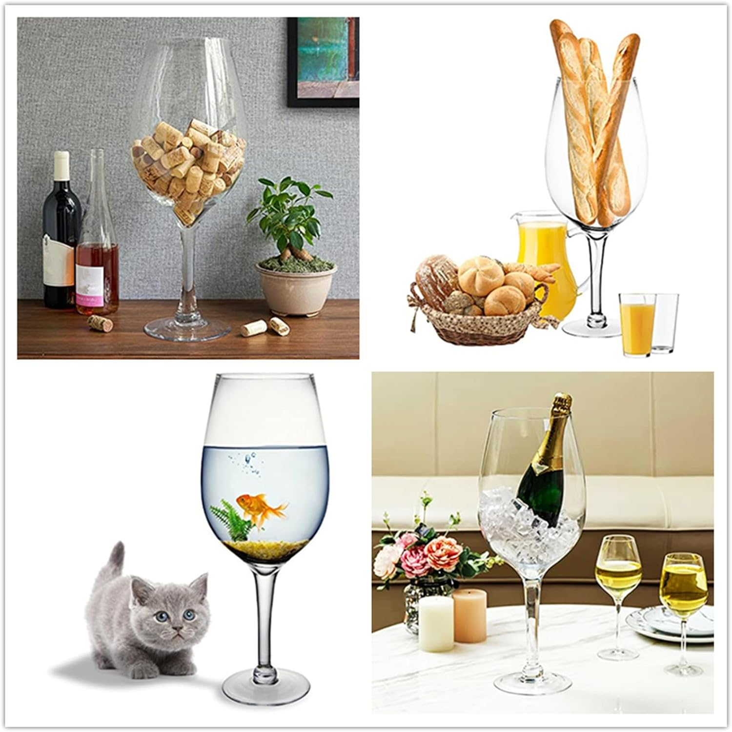 85Oz/16Inches Hand-Blown Giant Wine Glass for Celebrations & Gatherings, Mega Pint, Huge Stemware, Clear Decorative Glassware, Large Novelty Champagne Magnum Chiller, Oversized XL Goblet