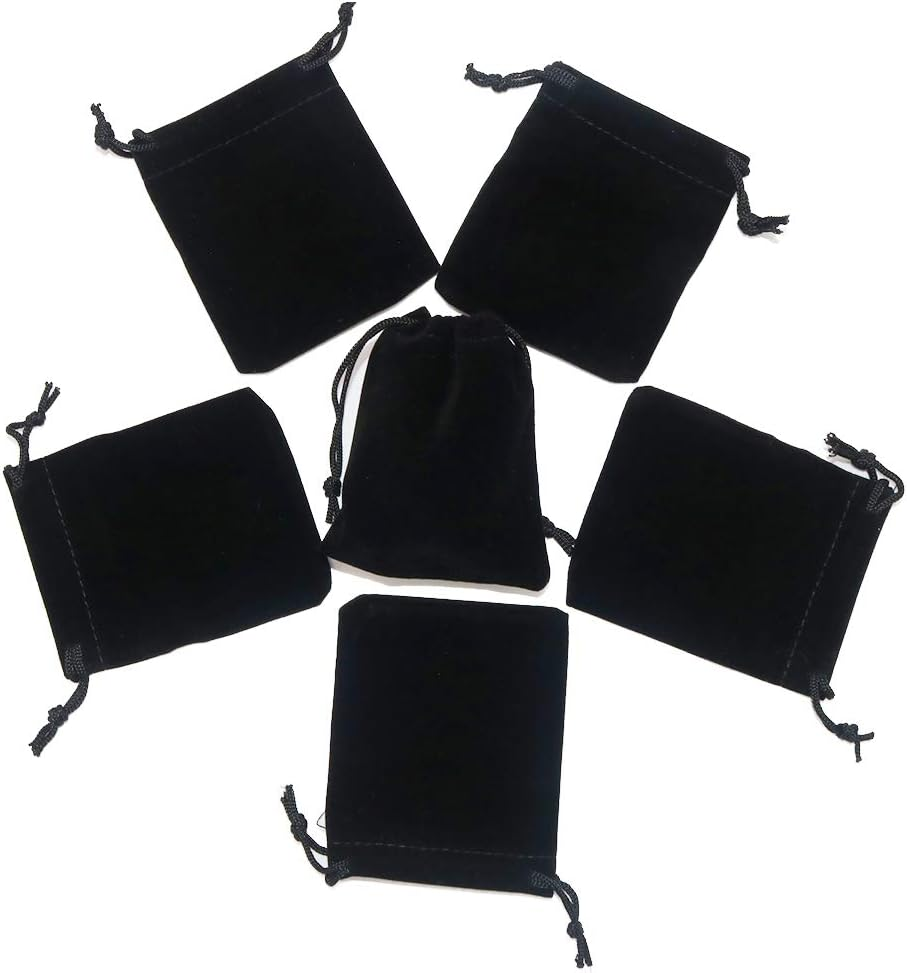HRX Package Little Velvet Drawstring Pouches, 20Pcs Black Velvet Cloth Bags for Jewelry Small Gift (2.8" X 3.6")