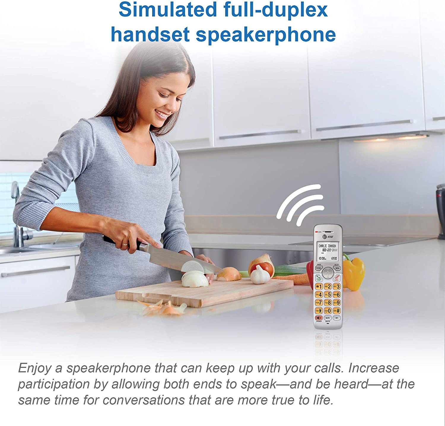 AT&T EL51103 - DECT 6.0 Cordless Home Phone. Full-Duplex Handset Speakerphone, Backlit Display, Lighted Keypad, Caller Id/Call Waiting, Phonebook, Eco Mode, Voicemail Key, Quiet Mode. image number 6