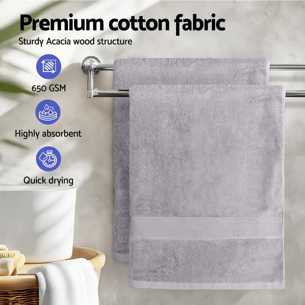2 Pack Bath Sheets Set Cotton Large Towels Extra Soft Towel 180Cm X 90Cm Grey image number 5