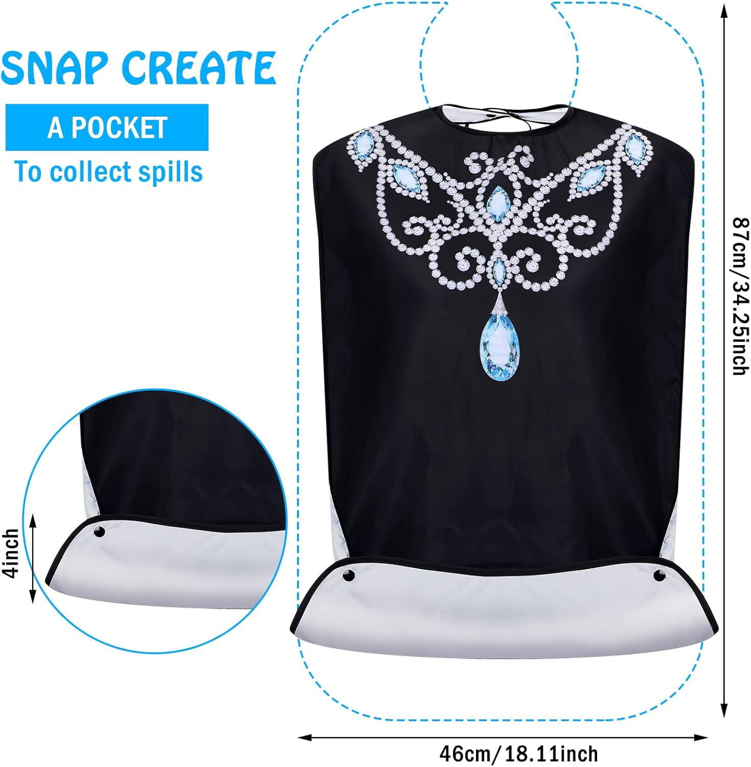 Janmercy 6 Pcs Adult Bibs for Women Washable Waterproof Bibs for Adults Clothing Protectors for Eating with Crumb Catcher Reusable Senior Elderly image number 1