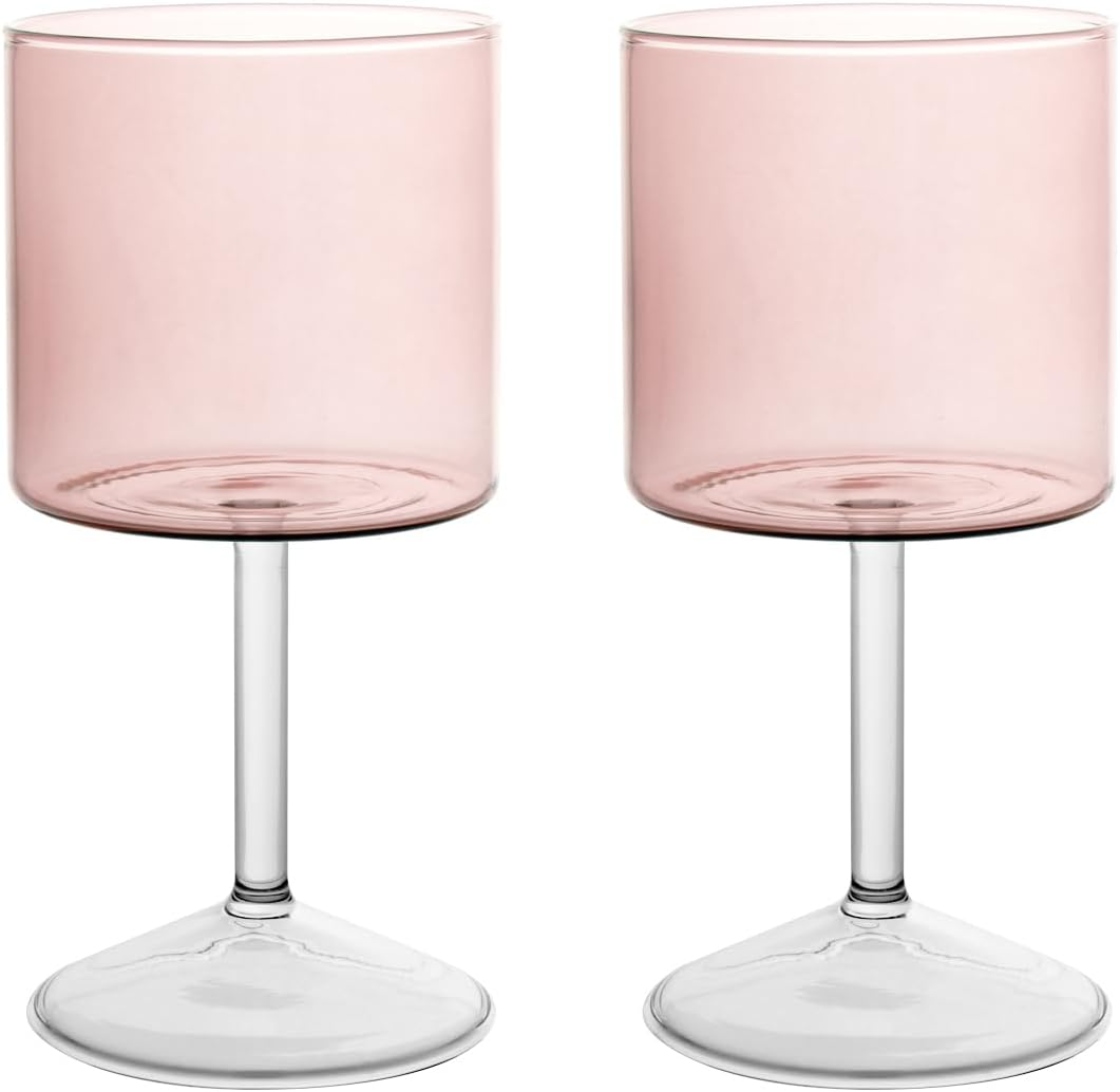 H&H Daylight Set of 2 Pink Borosilicate Glass Stemware 23Cl