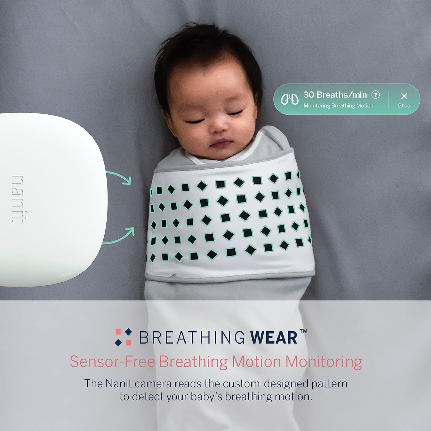 Nanit Breathing Wear Swaddle 3-Pack &Acirc;&euro;&ldquo; Works Pro Baby Monitor to Track Breathing Motion Sensor-Free, Real-Time Alerts, 100% Cotton, Size Large, 3-6 Months, Multi-Color image number 4