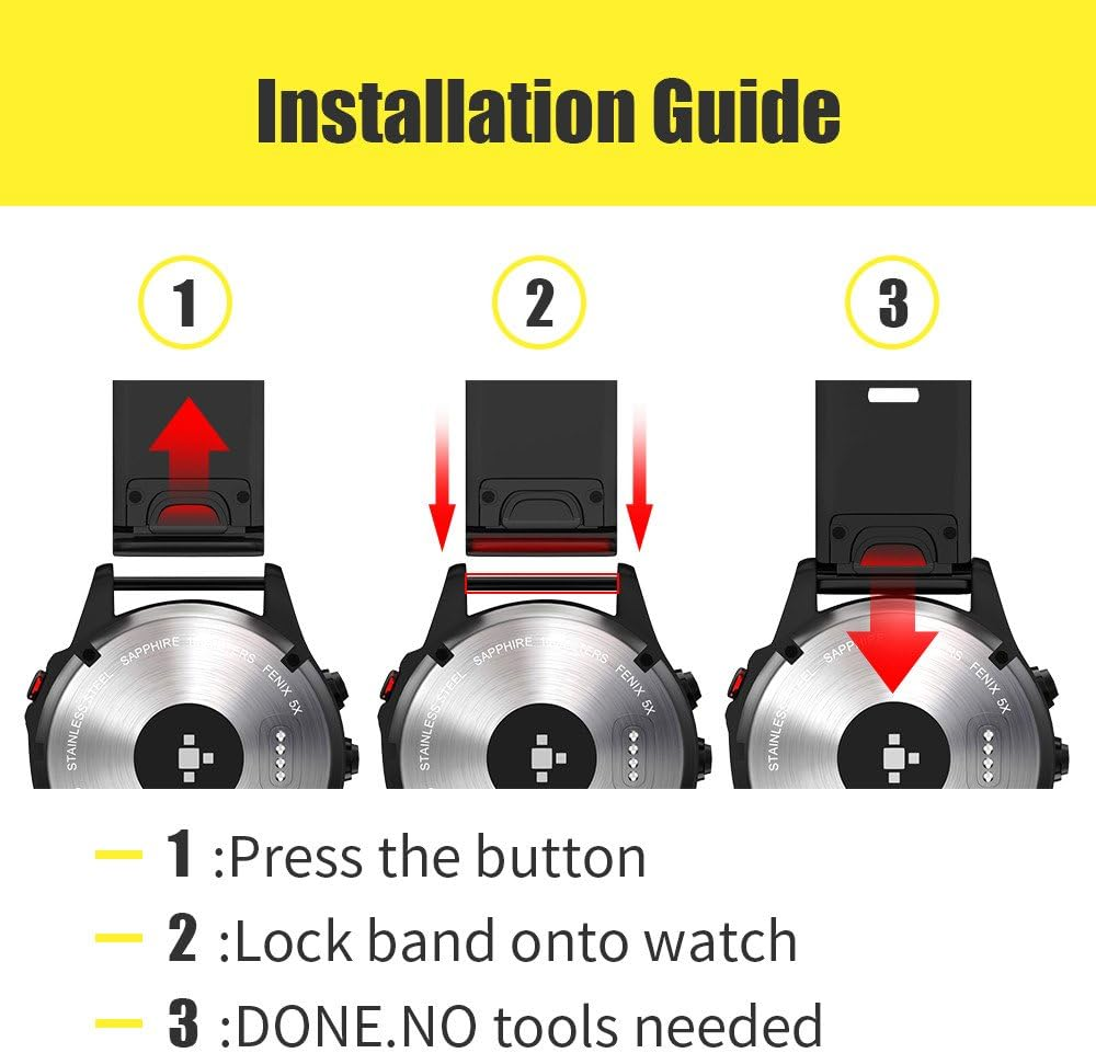 ANCOOL Compatible with Fenix 5/6/7 Band, Easy Fit 22Mm Width Soft Silicone Watchband Replacement for Garmin Fenix 5 Plus/Fenix 7 Pro/Fenix 6 Pro Smartwatch (Black) - Slate image number 5