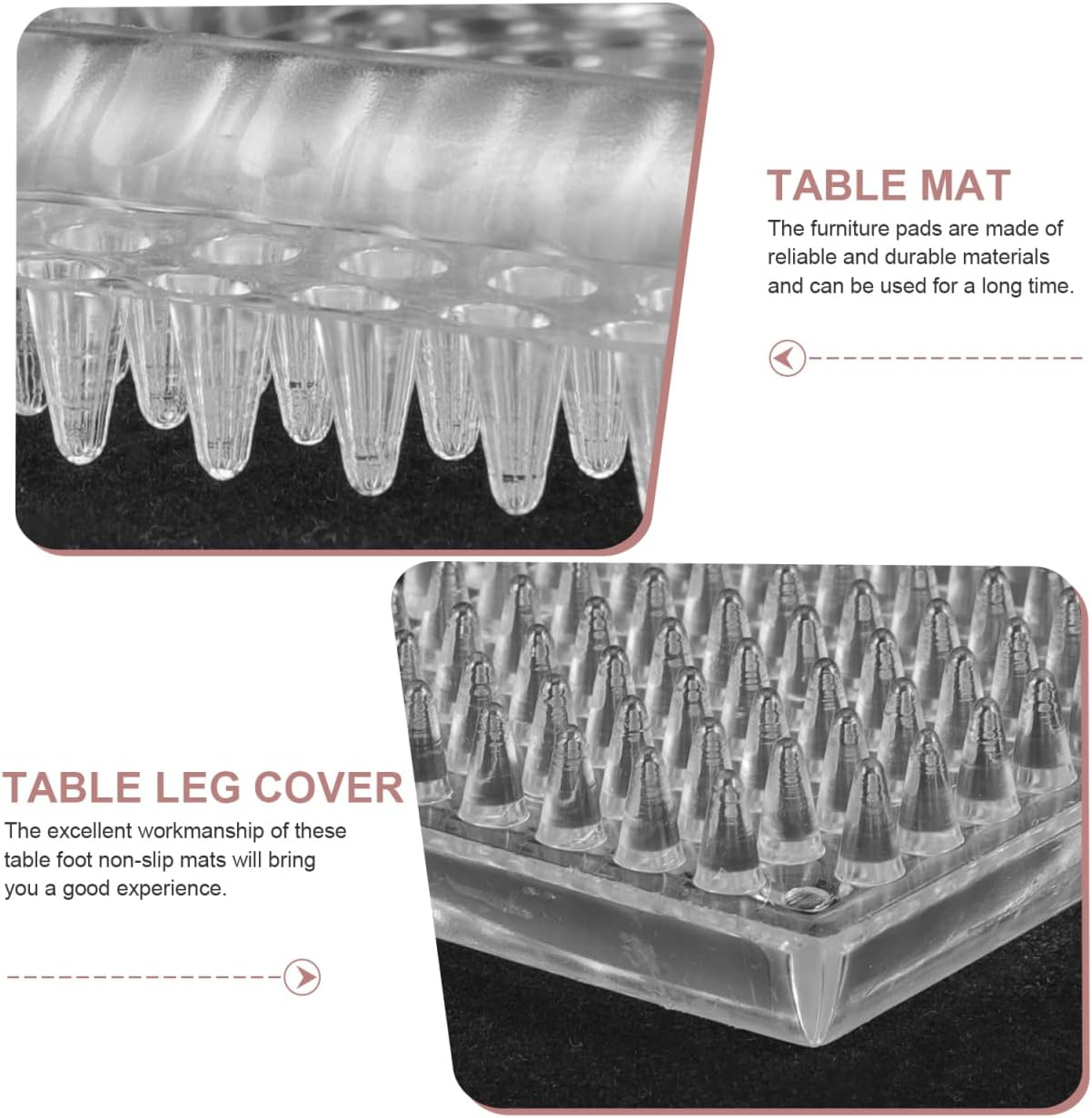 Angoily 4Pcs Transparent Furniture Grippers with Teeth, Anti-Slip Chair Leg Pads, Carpet and Wooden Floor Protector, 48Mm Square Design for Table and Sofa image number 1