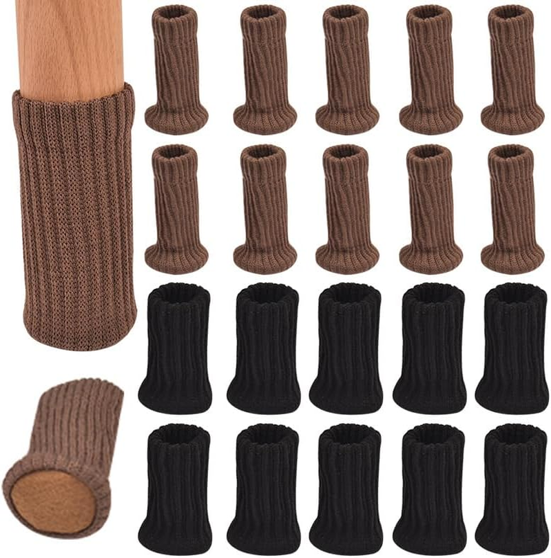 24PCS Knitted Table Chair Leg Socks, Furniture Feet Covers, Floor Protectors, Anti-Slip, Noise Reduction, High Wear Resistance - Brown image number 6
